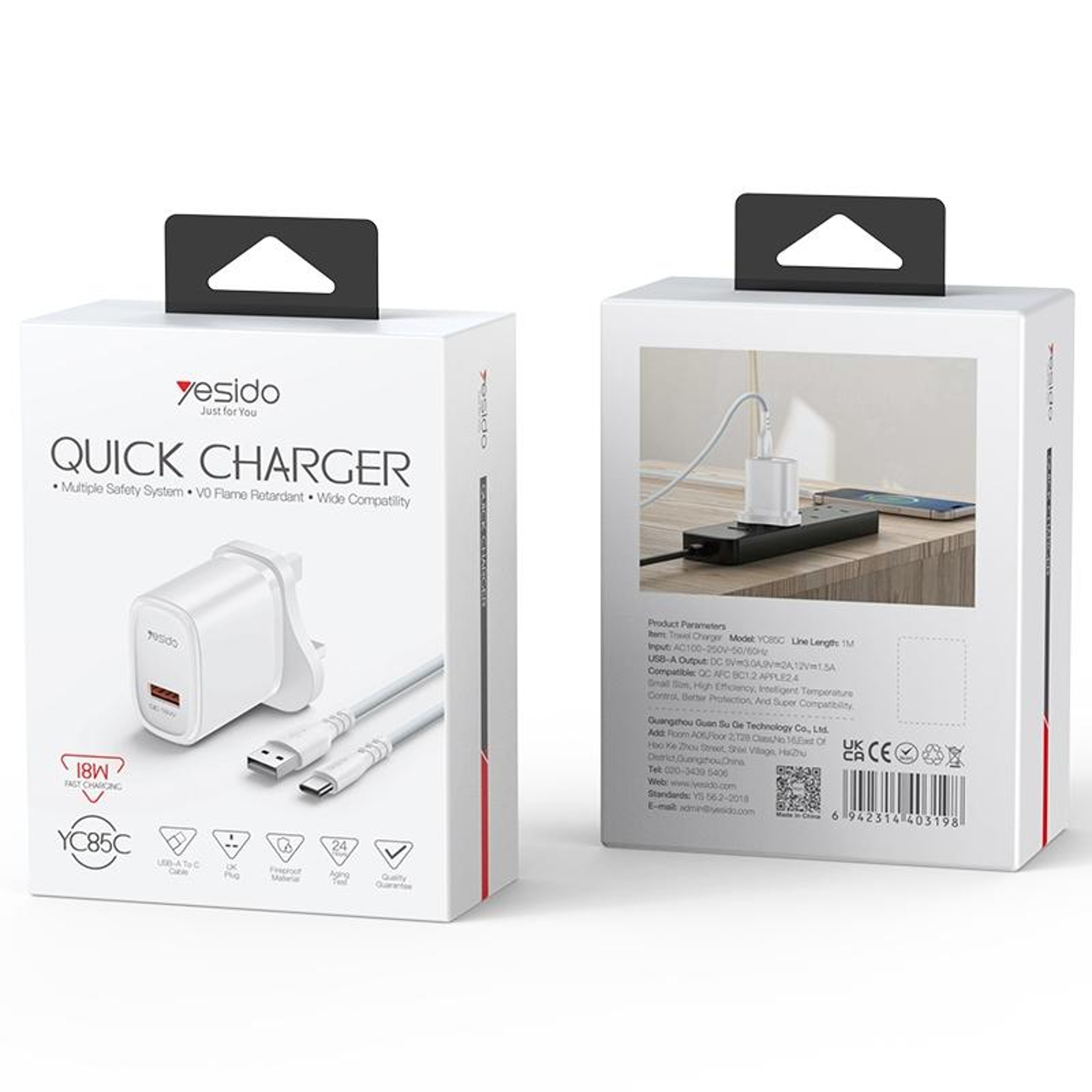 Yesido YC85C 18W Fast Charger With USB C Charger Cable  Fast Charging Adapter 2