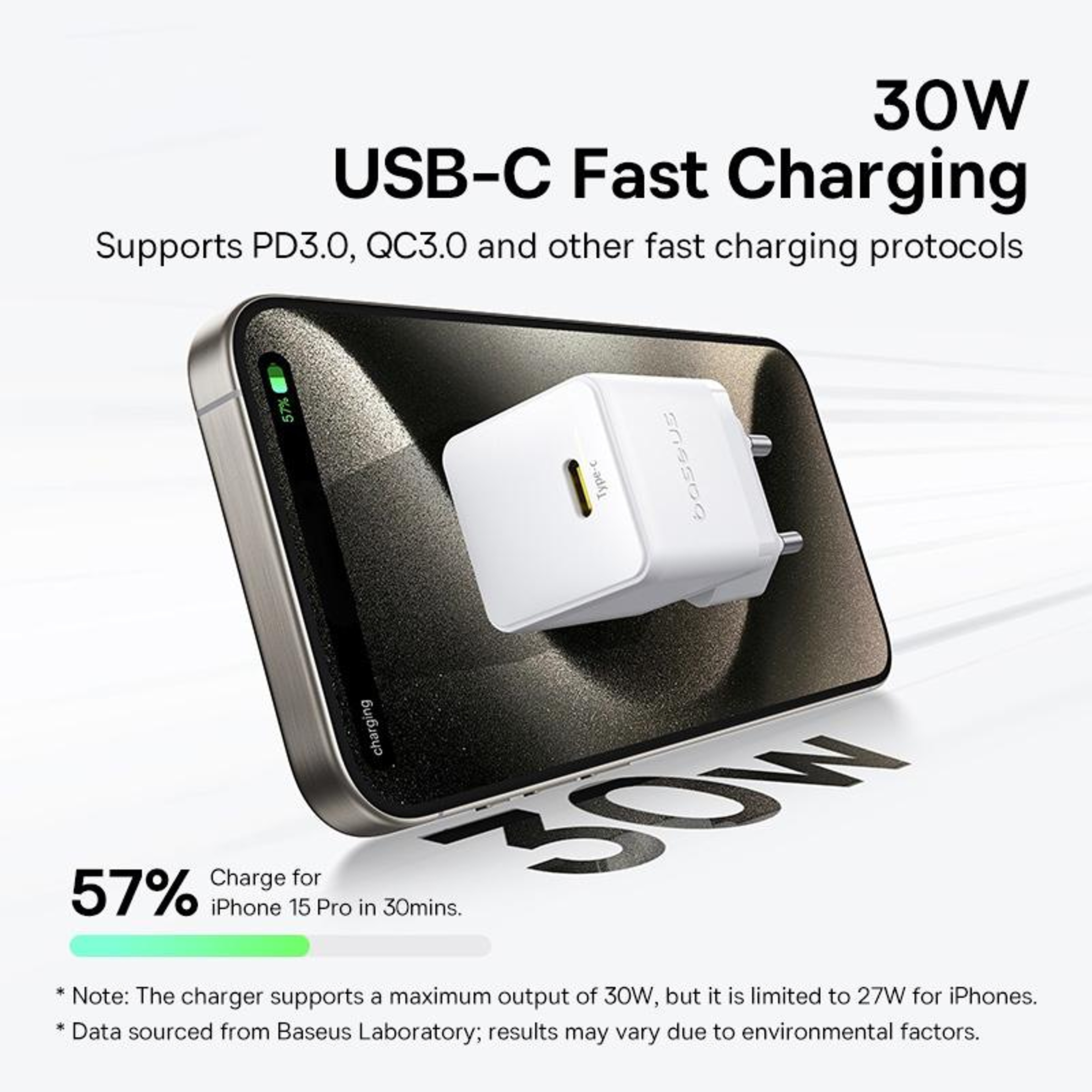 Baseus 30W USB C Fast Charger with 1m Type C Cable Compact PD Charger Adapter – view 4
