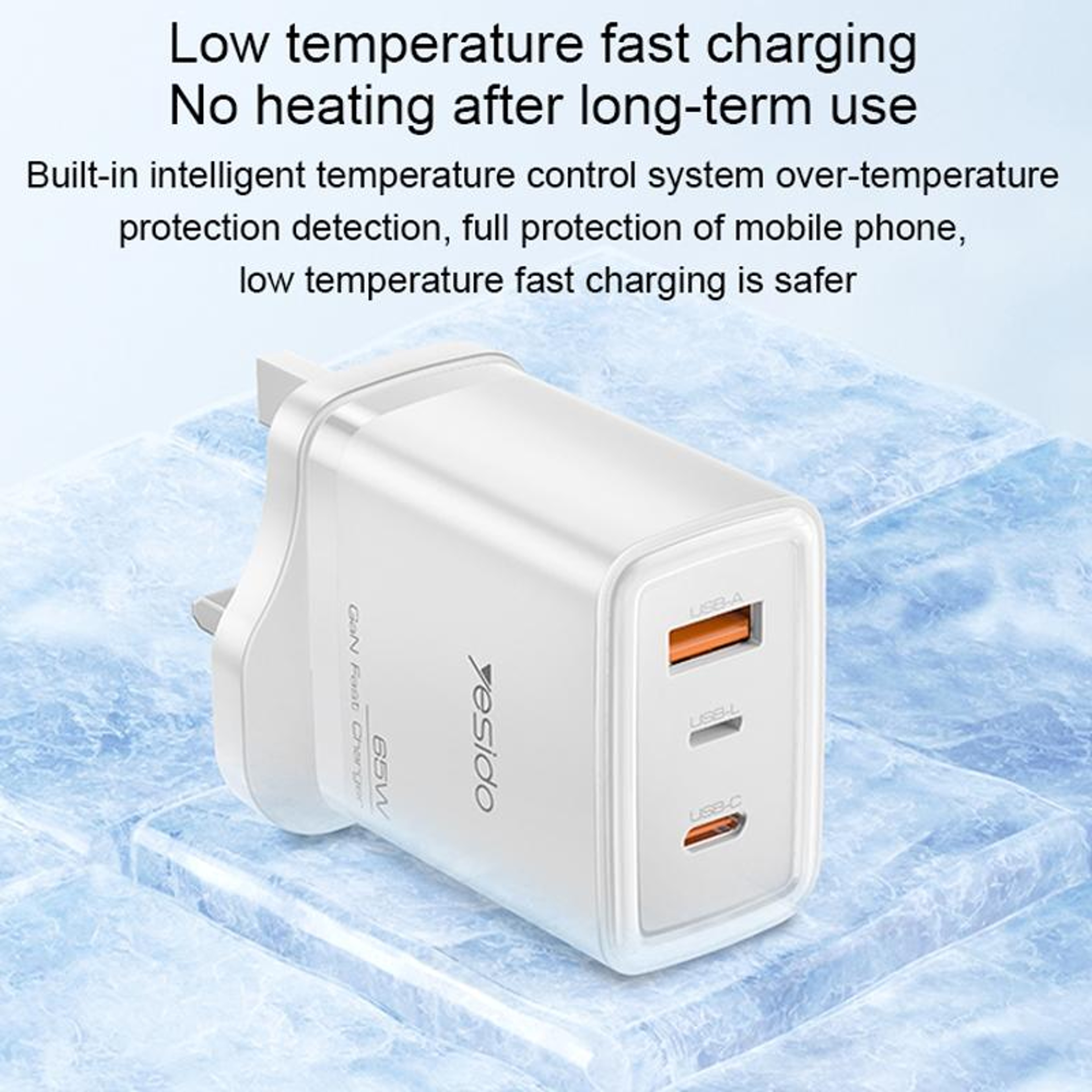 Yesido YC89 65W GaN Charger USB C Fast Charger With USB And 8 Pin Cable 2