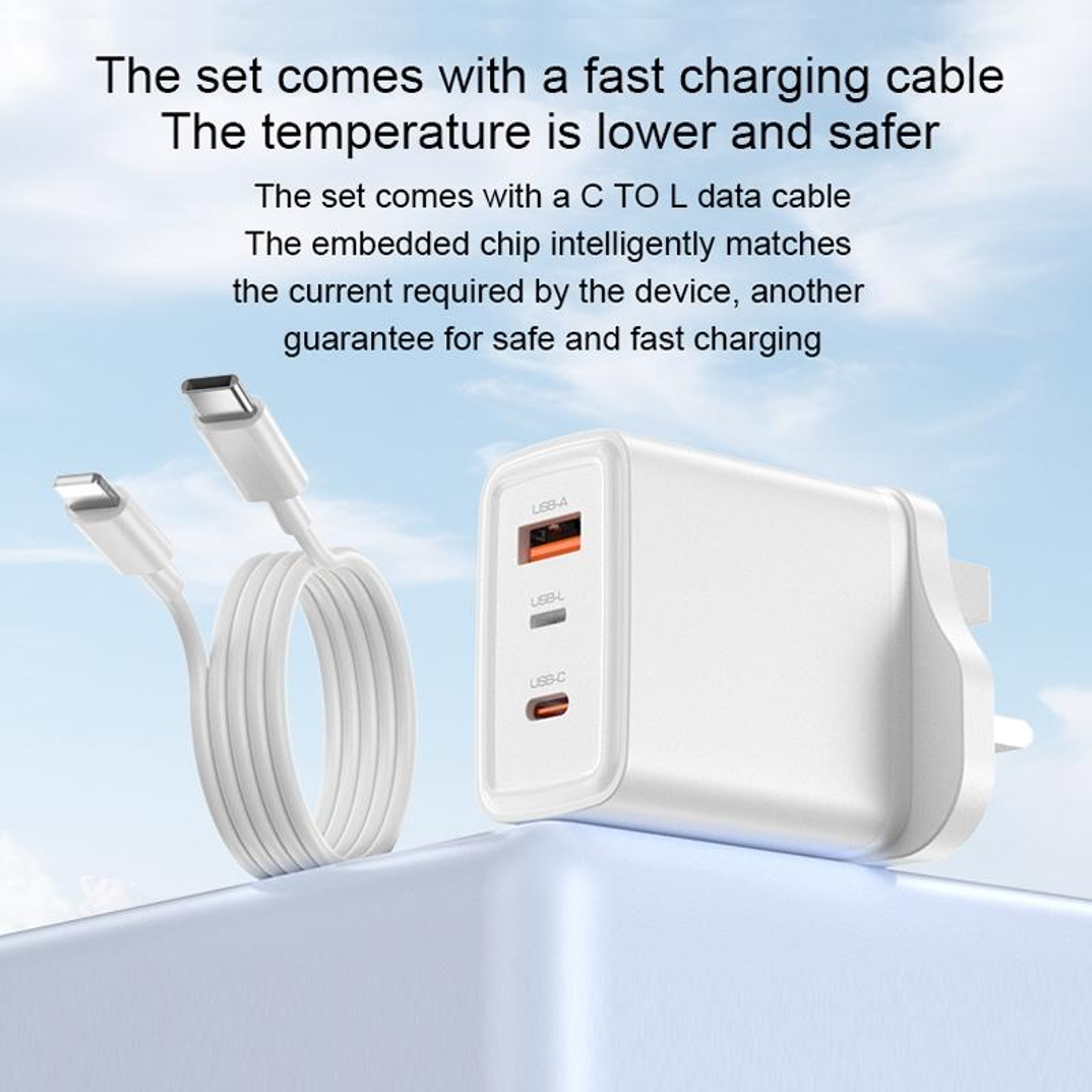 Yesido YC89 65W GaN Charger USB C Fast Charger With USB And 8 Pin Cable 3