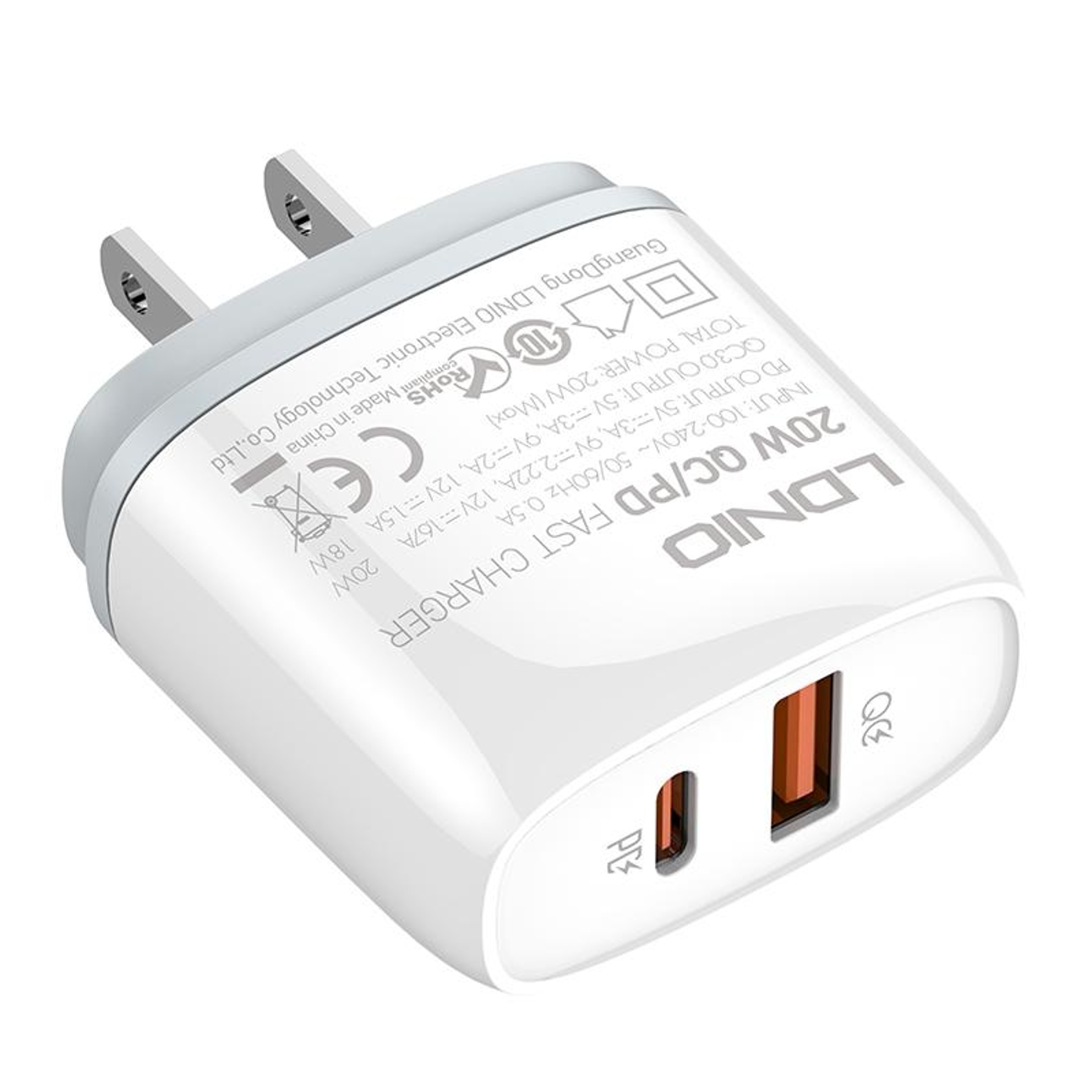 LDNIO Q229 20W USB C Fast Charger Dual Port PD QC30 Wall Charger With Micro USB Cable 1