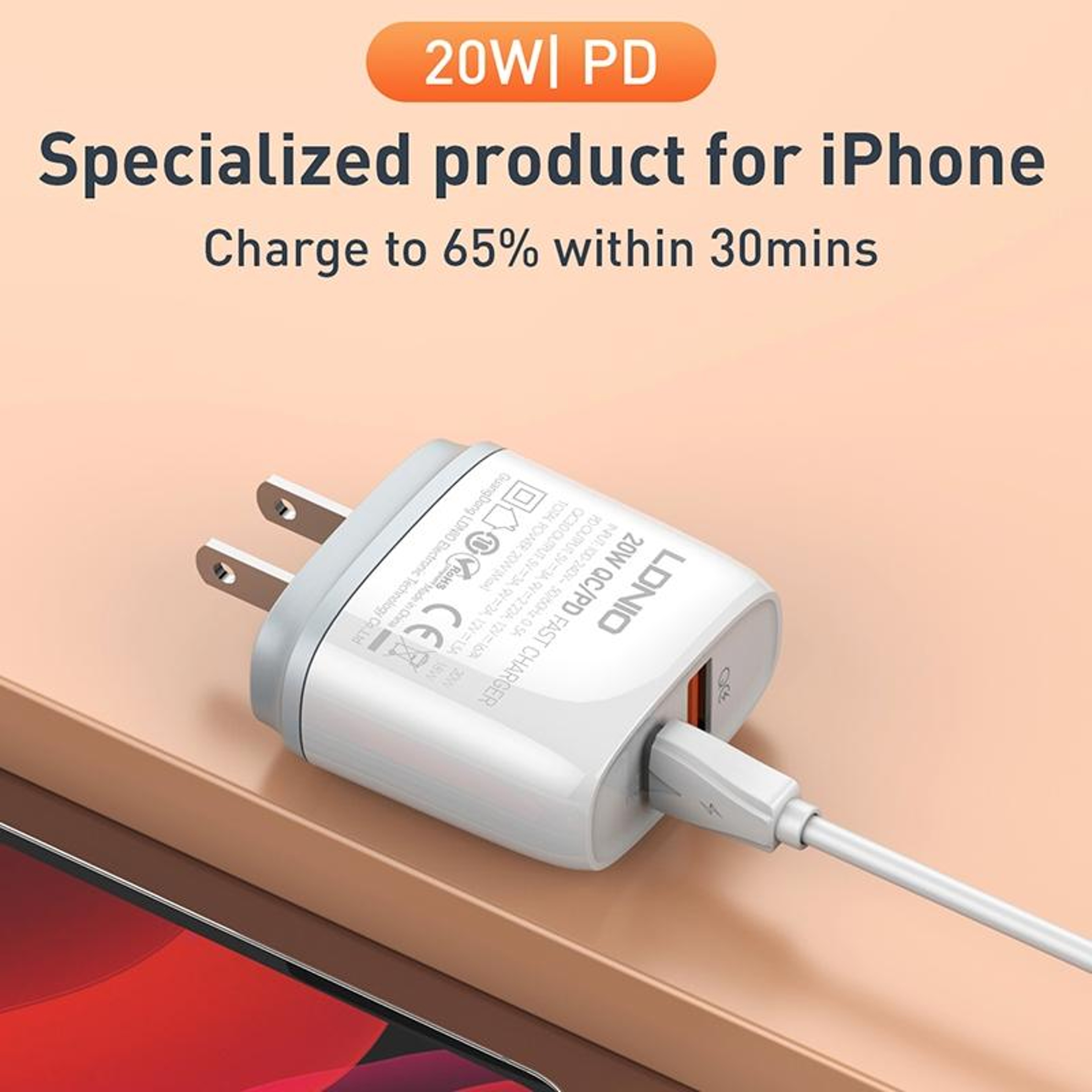 LDNIO Q229 20W USB C Fast Charger Dual Port PD QC30 Wall Charger With Micro USB Cable 8