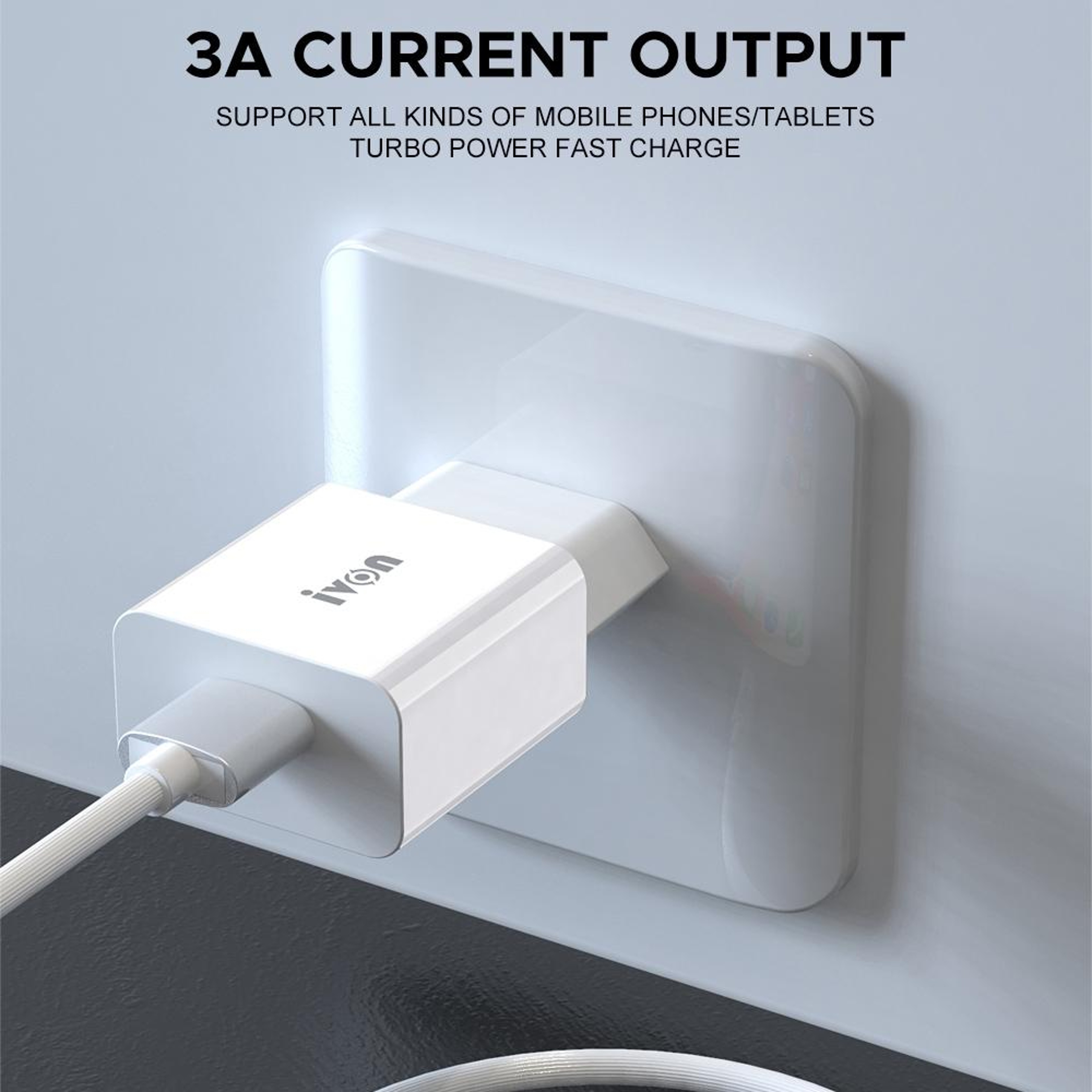 IVON AD35 18W USB Charger QC 30 Fast Travel Wall Charger With 1M USBC Charging Cable US Plug 6