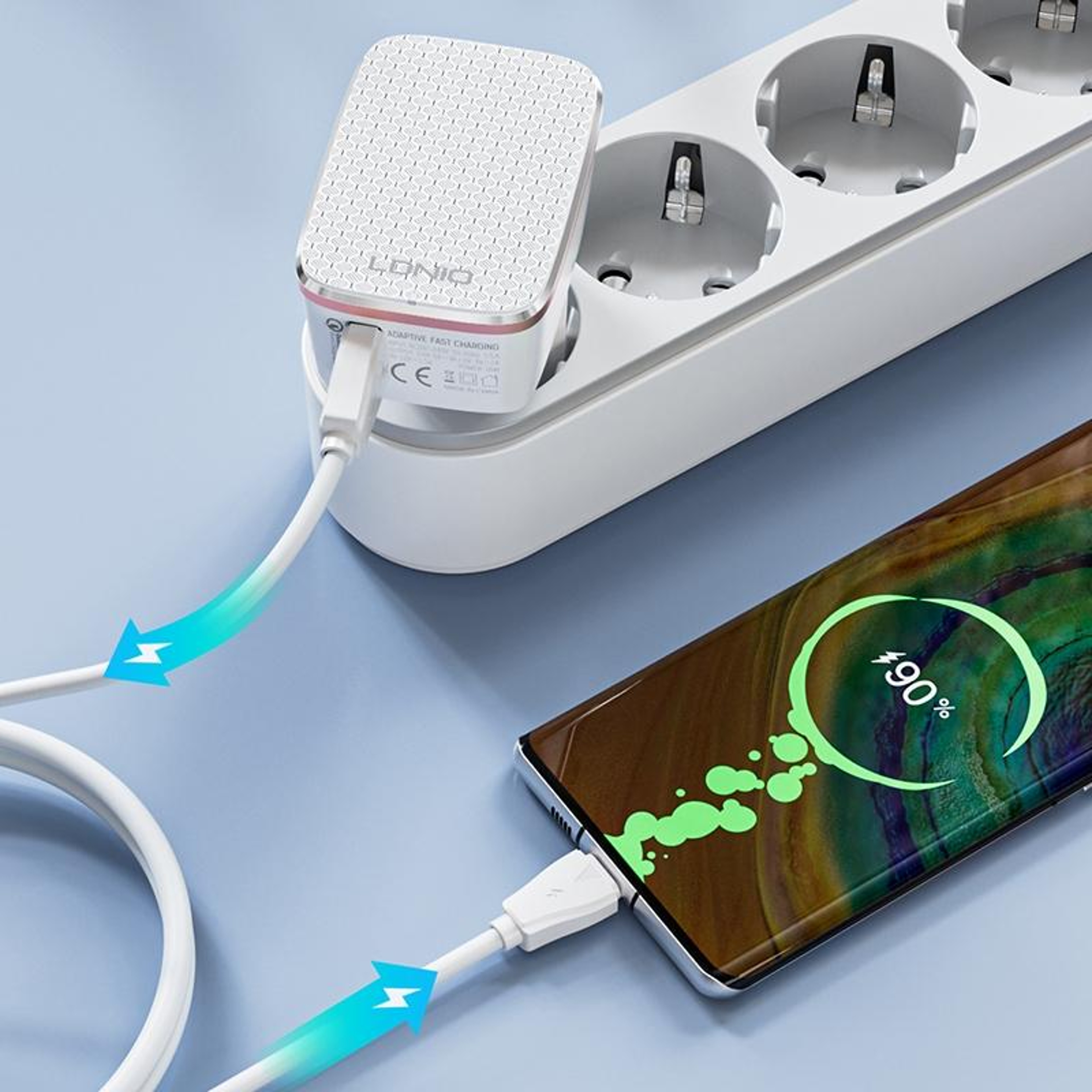 LDNIO 18W USB Fast Charger QC30 Wall Adapter With USB C Charger Cable US Plug 7