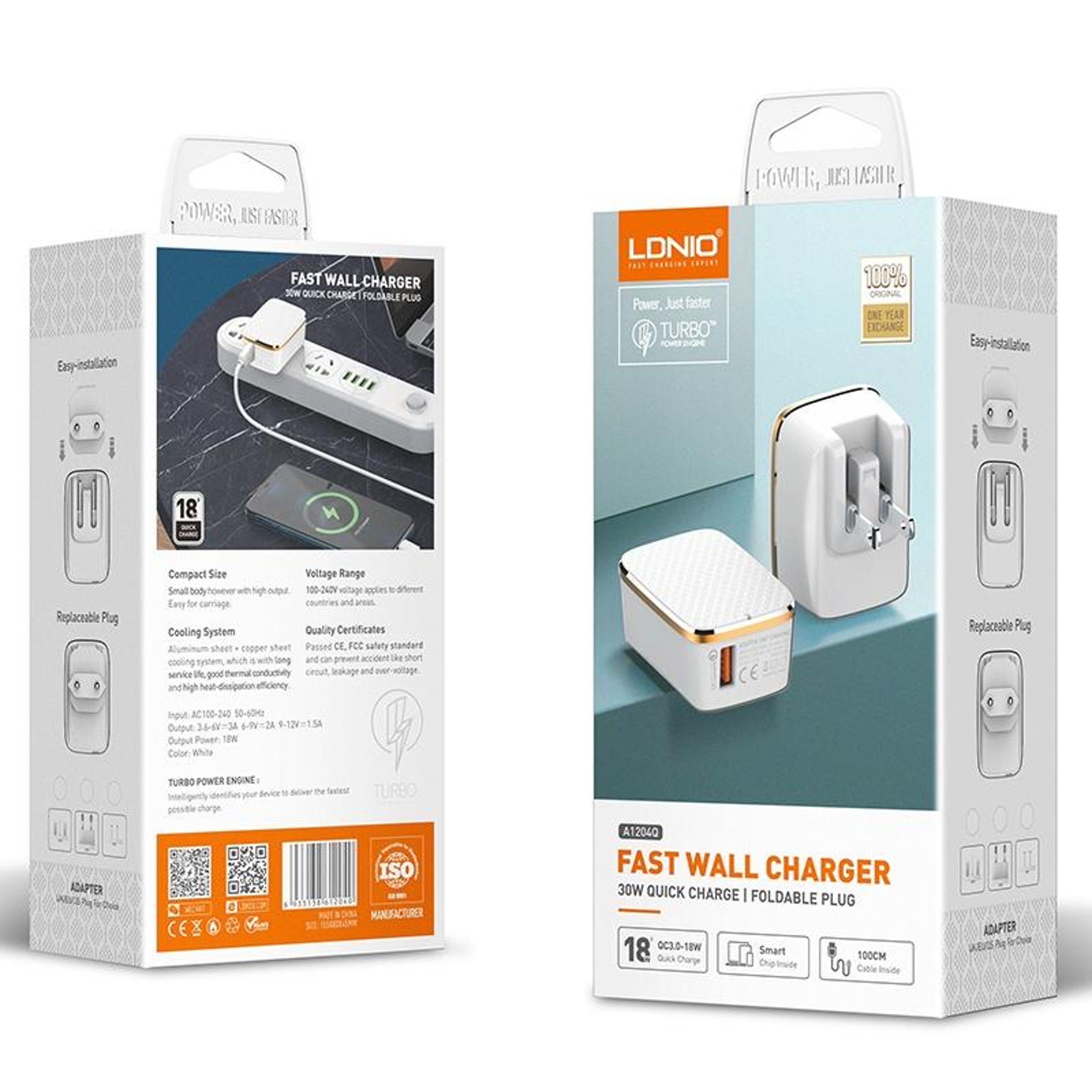 LDNIO 18W USB Fast Charger QC30 Wall Adapter With USB C Charger Cable US Plug 8