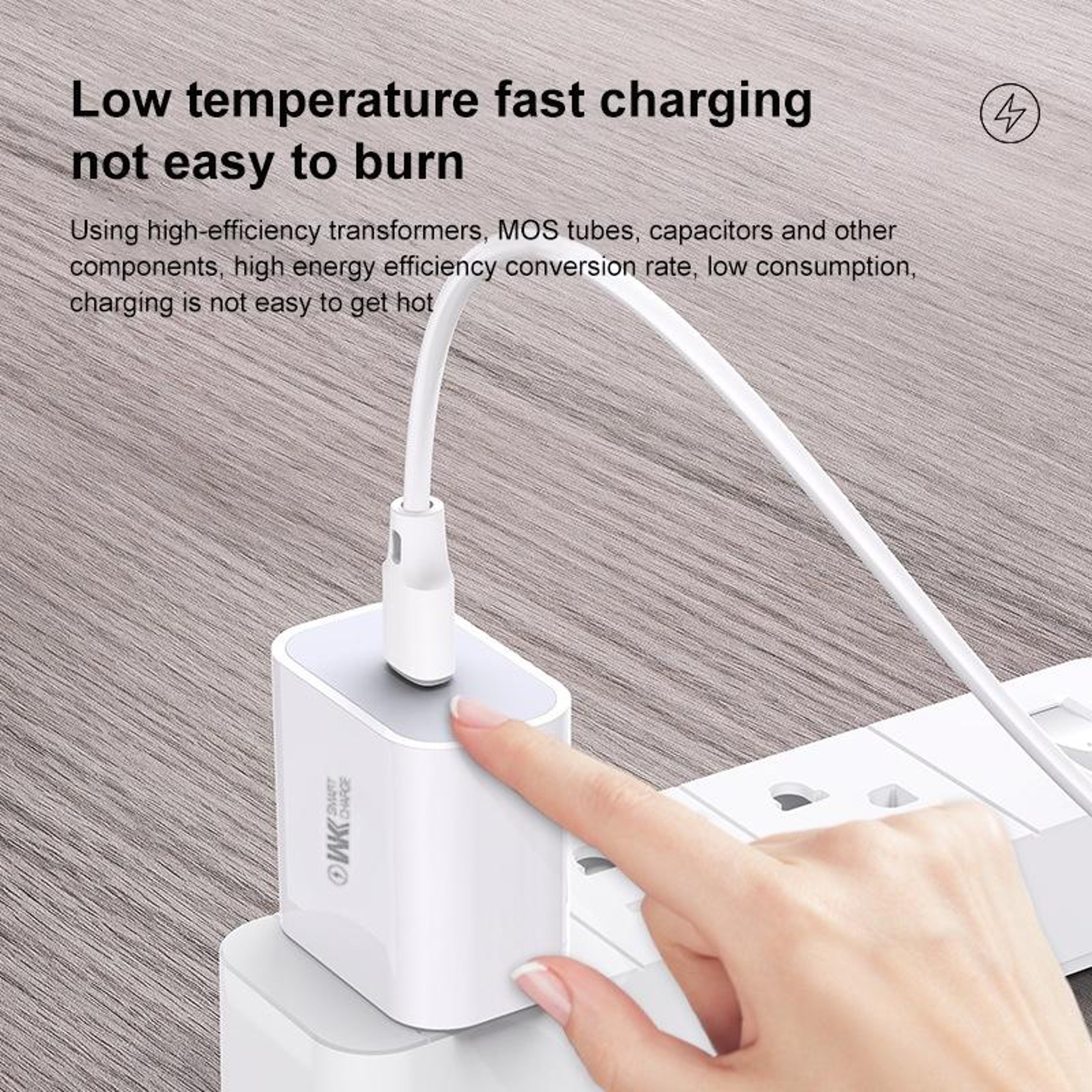 WK 2A USB Type C Charger With USB C Cable Compact Wall Charger US Plug 8