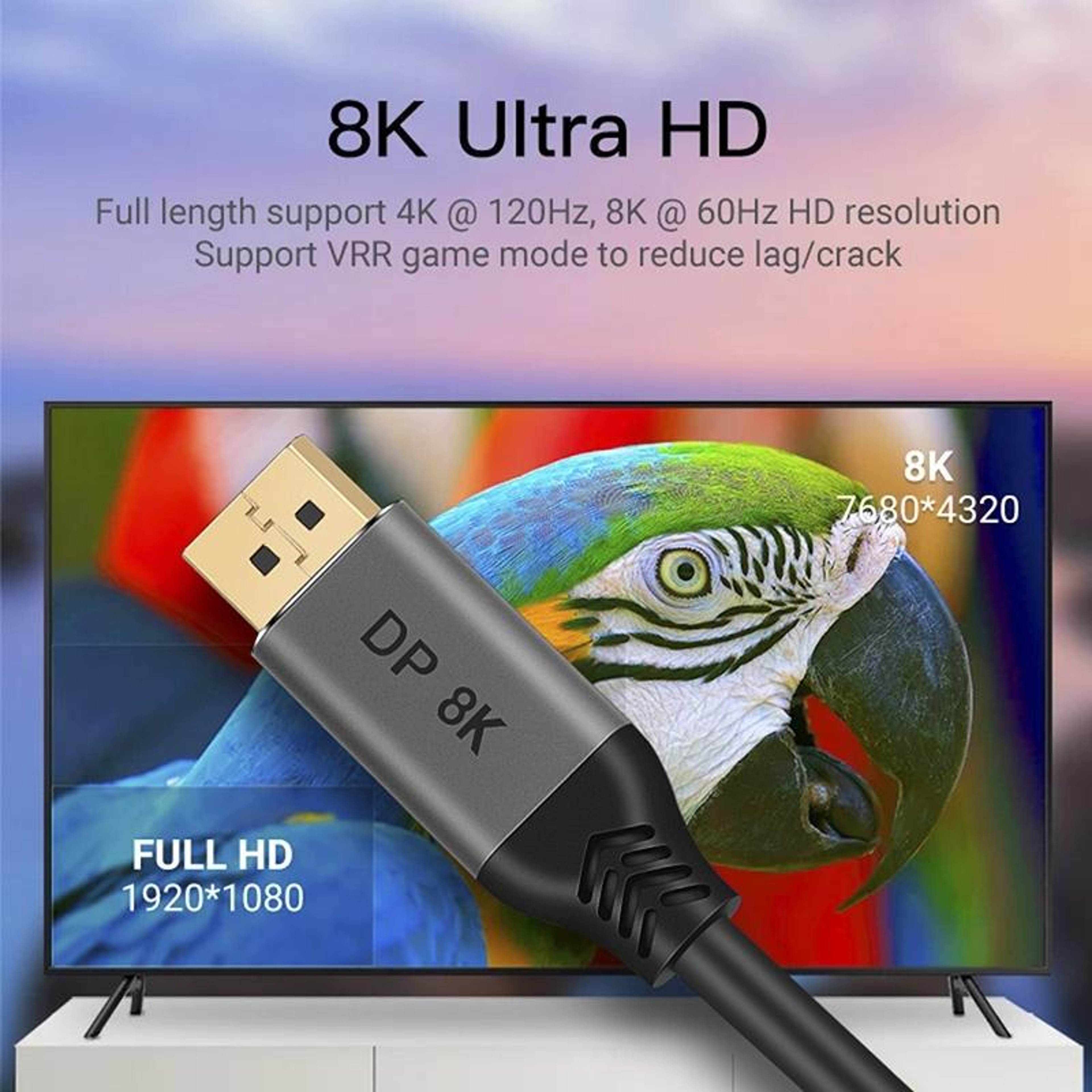 DisplayPort 14 Cable 2M 8K 60Hz HDR High Speed DisplayPort To DisplayPort Cable 5