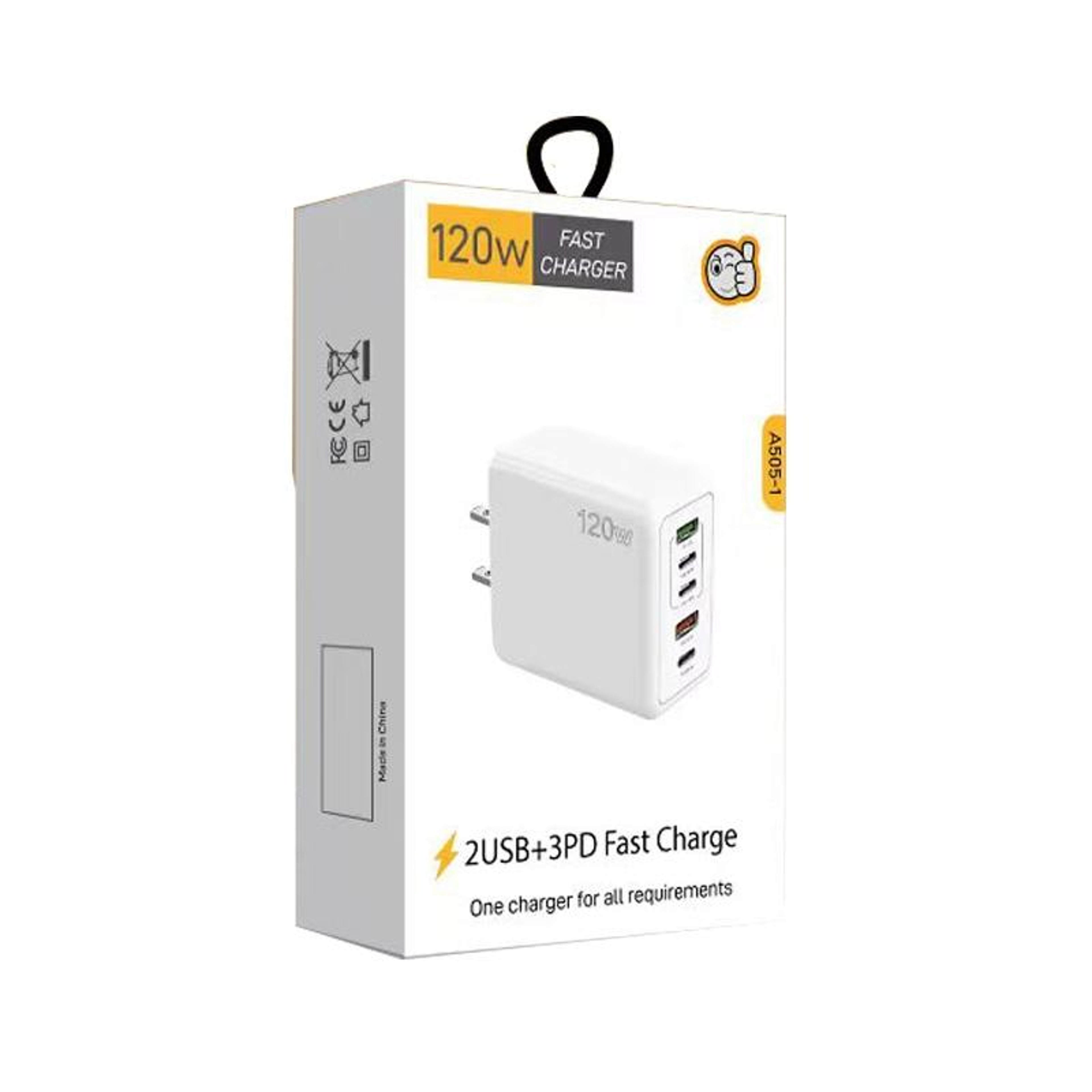 120W USB C Multi Port Fast Charger 5 Port PD Quick Charge Wall Charger US Plug 3