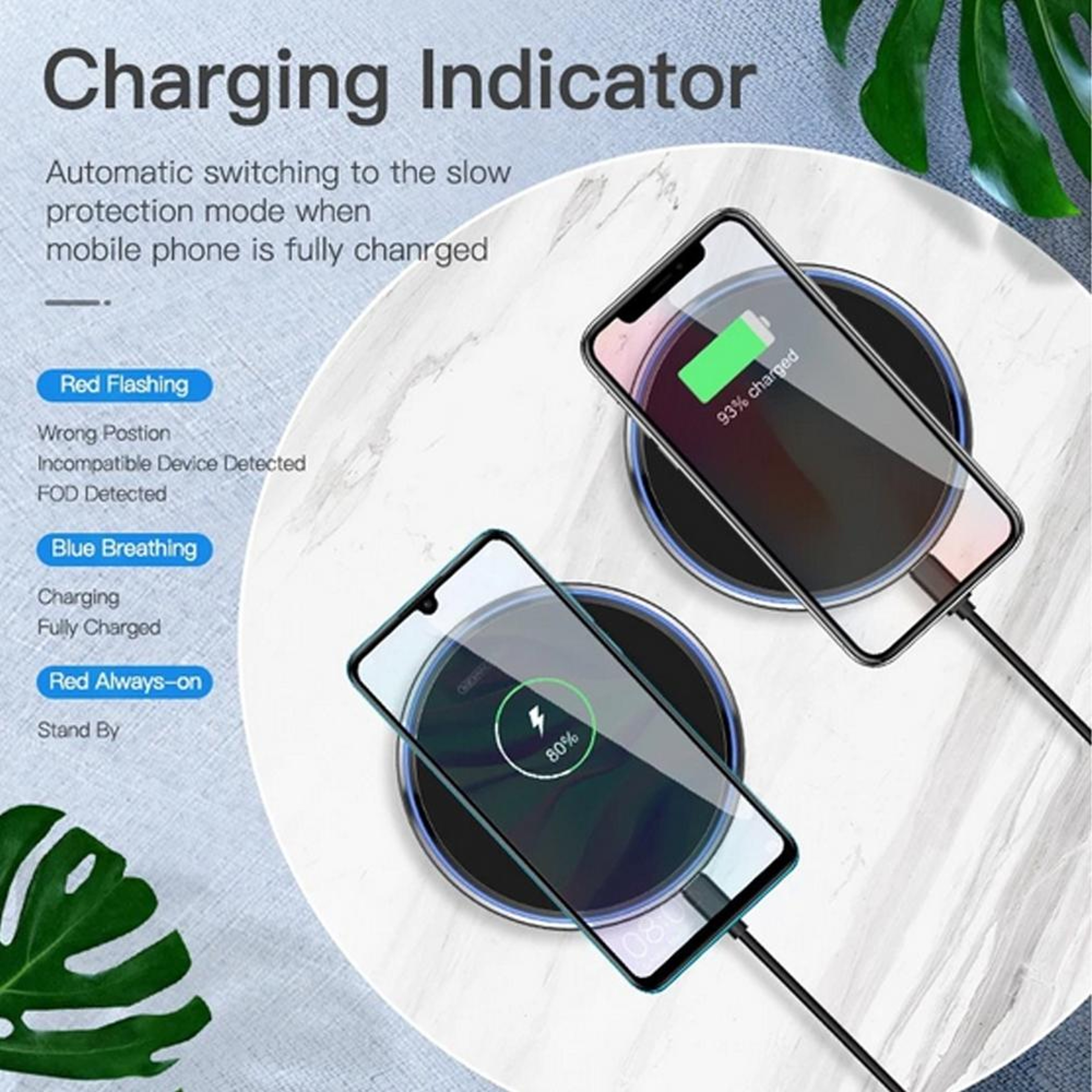 15W Wireless Charger Ultra Thin Qi Charging Pad with Mirror Finish for iPhone Samsung Xiaomi – view 4