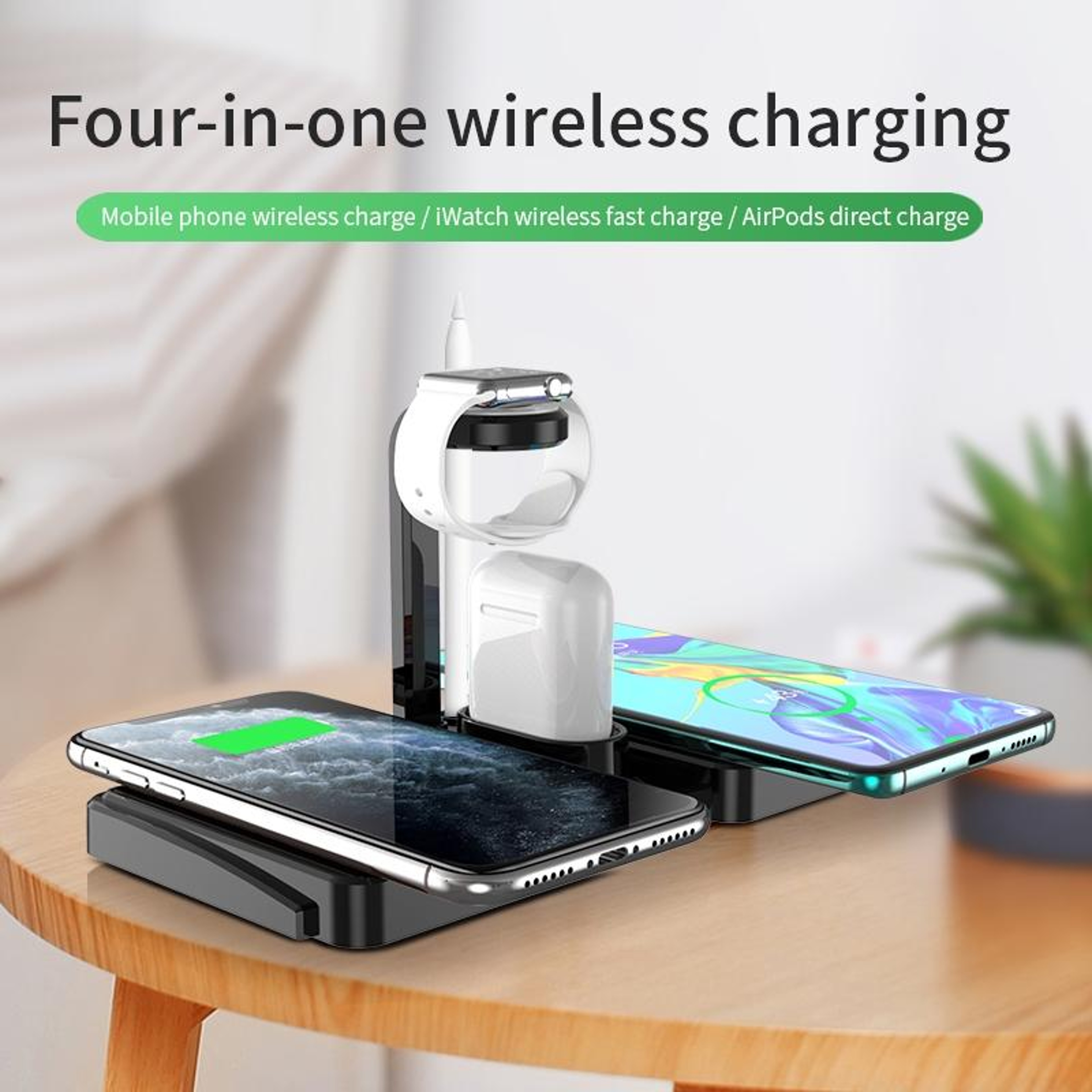 K04 4 in 1 Wireless Charging Station 10W Qi Charger for Phone iWatch AirPods White – view 3