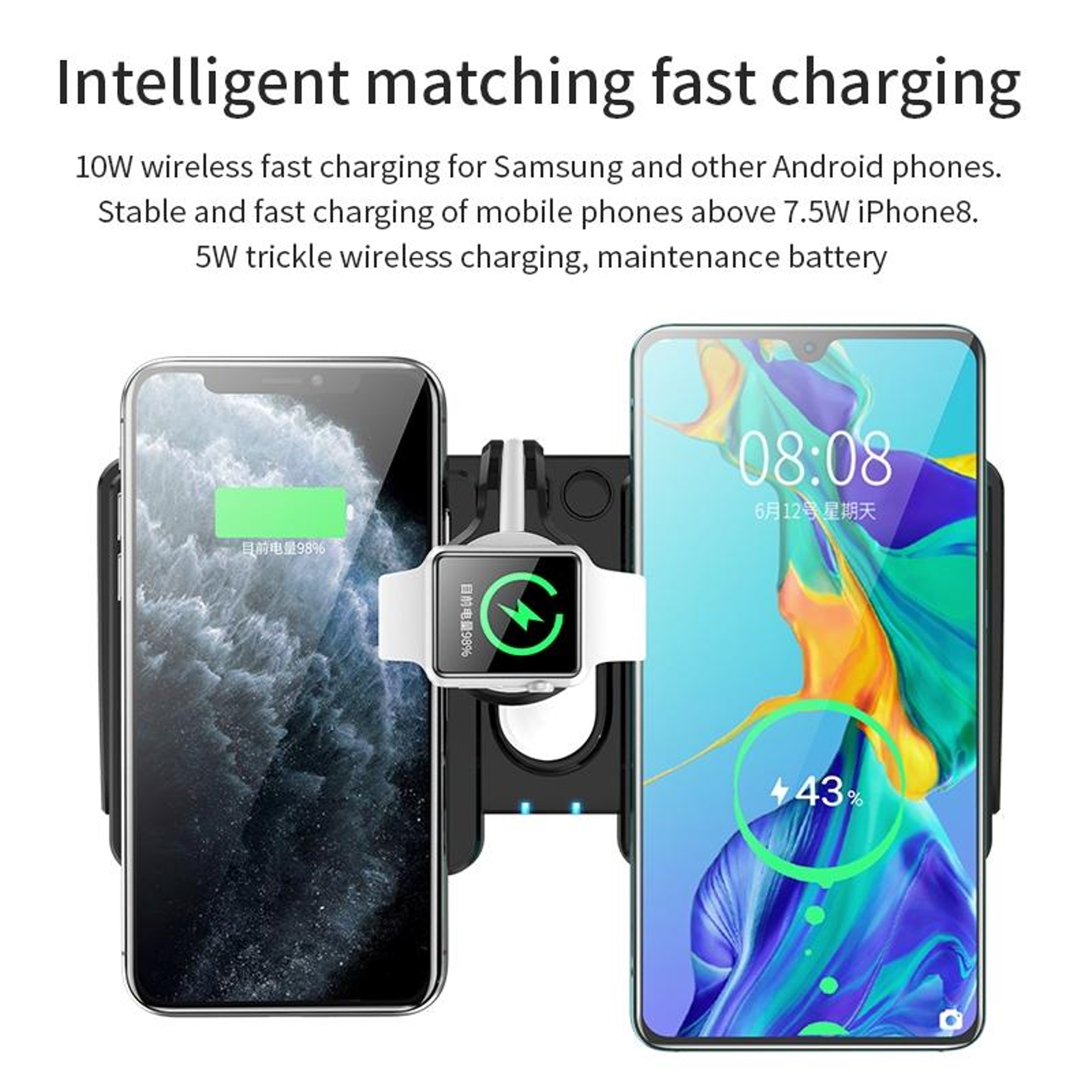 K04 4 in 1 Wireless Charging Station 10W Qi Charger for Phone iWatch AirPods White – view 12
