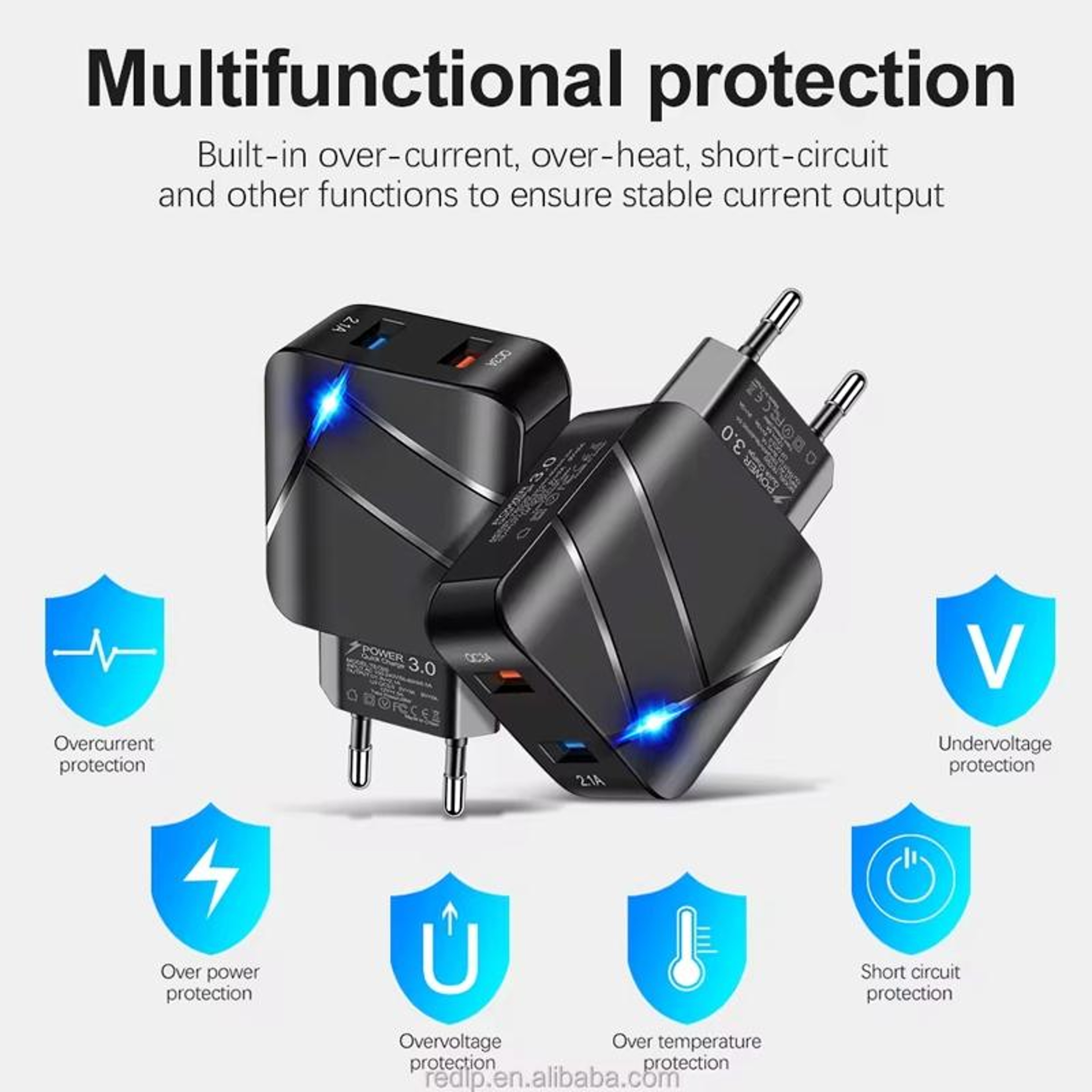 TEQ820 28W Dual USB QC30 Fast Wall Charger With 18W Quick Charge Adapter 4