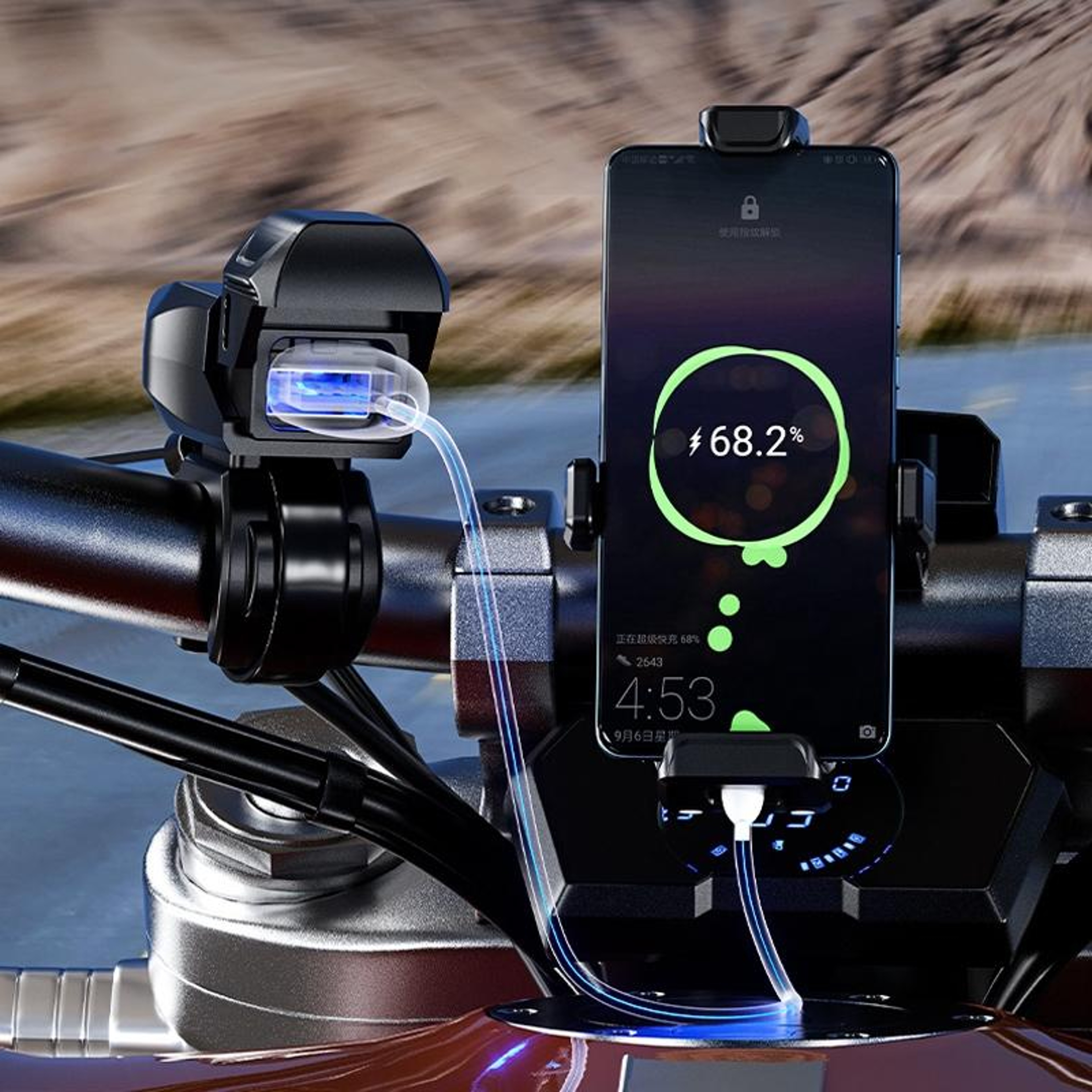 Kewig Motorcycle Phone Charger Waterproof USB Fast Charging Stand B10A 8
