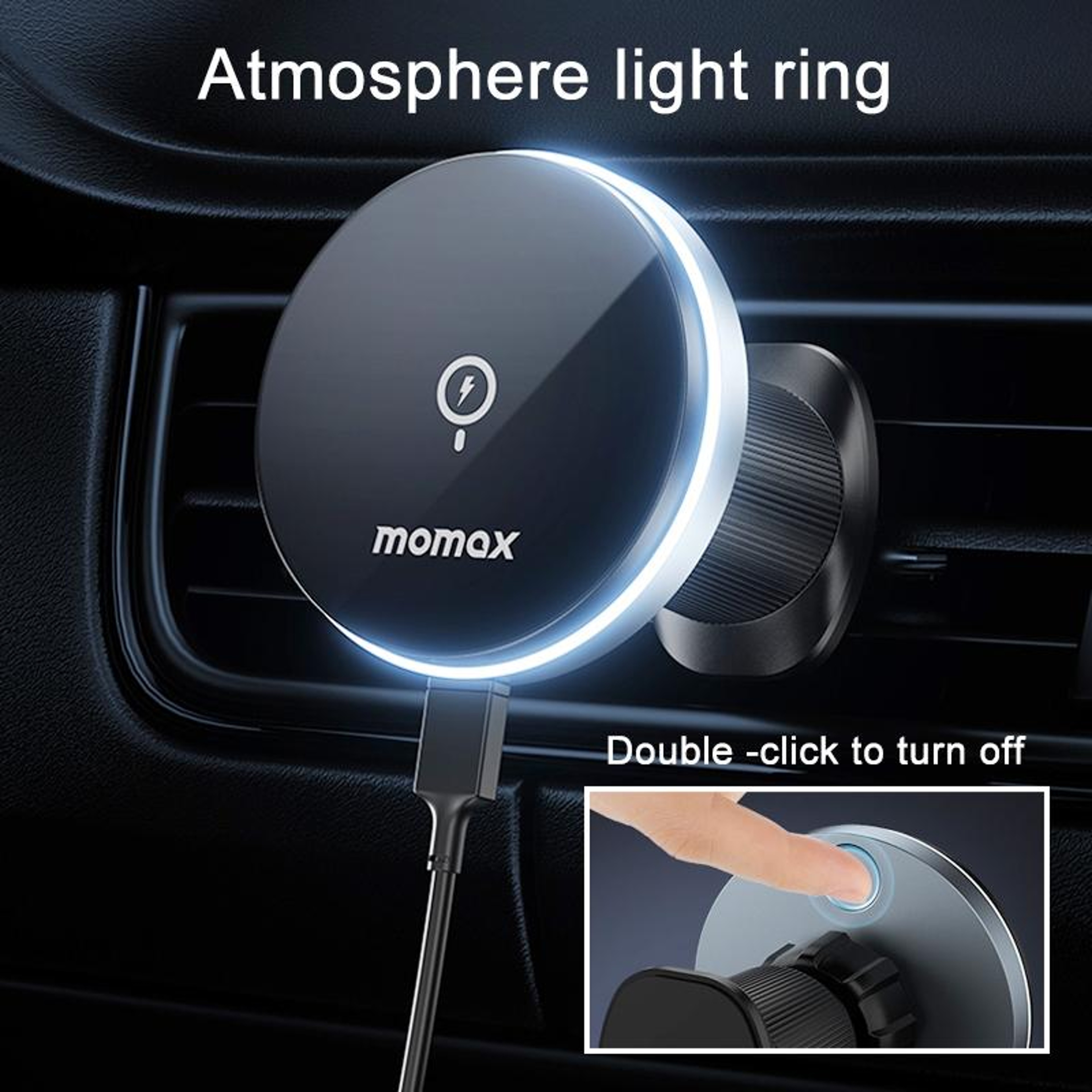 MOMAX CM25A Magnetic Wireless Car Charger Mount With 15W Fast Charging 2