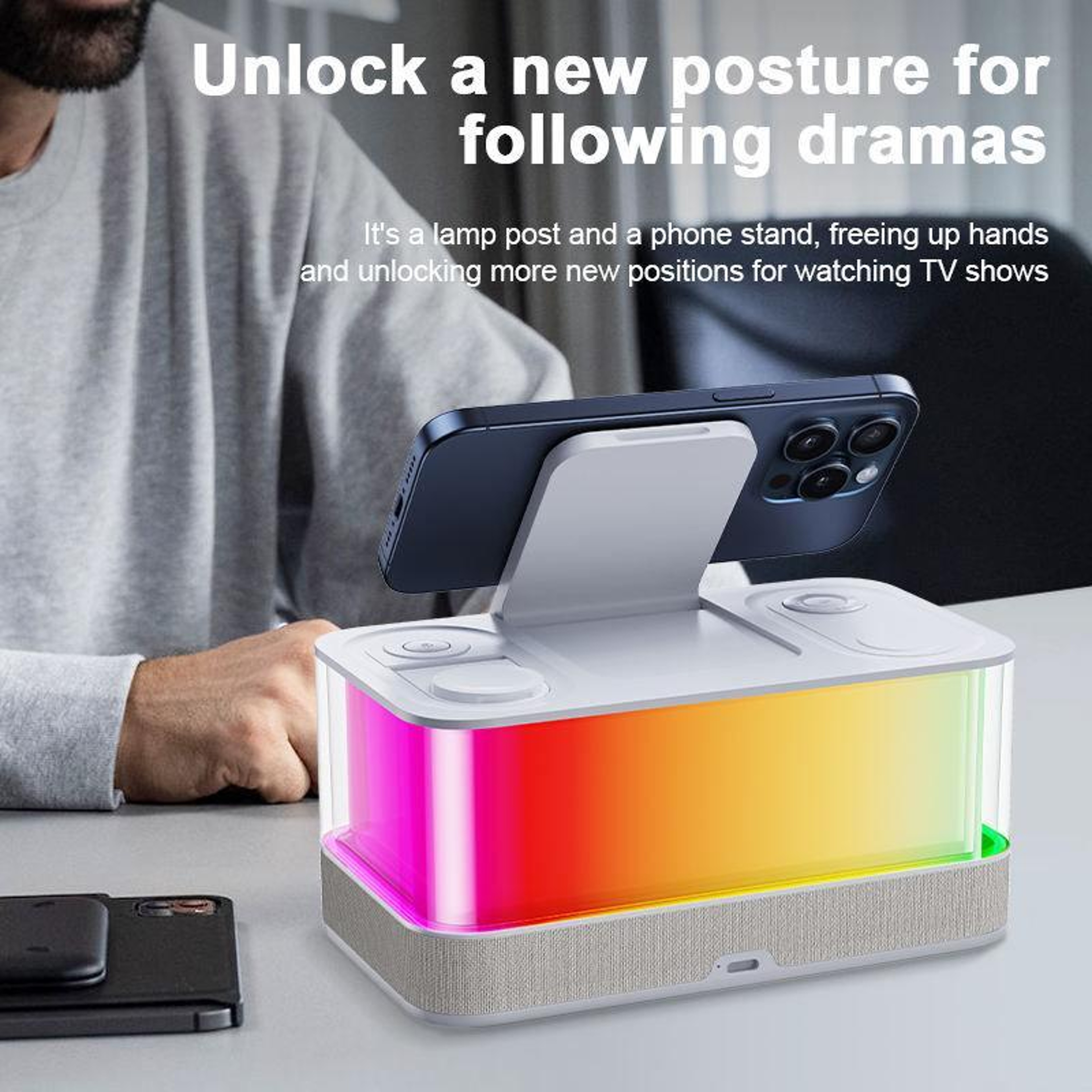 R8 3 In 1 Wireless Charger Magnetic Charging Station With Bluetooth Speaker White 9