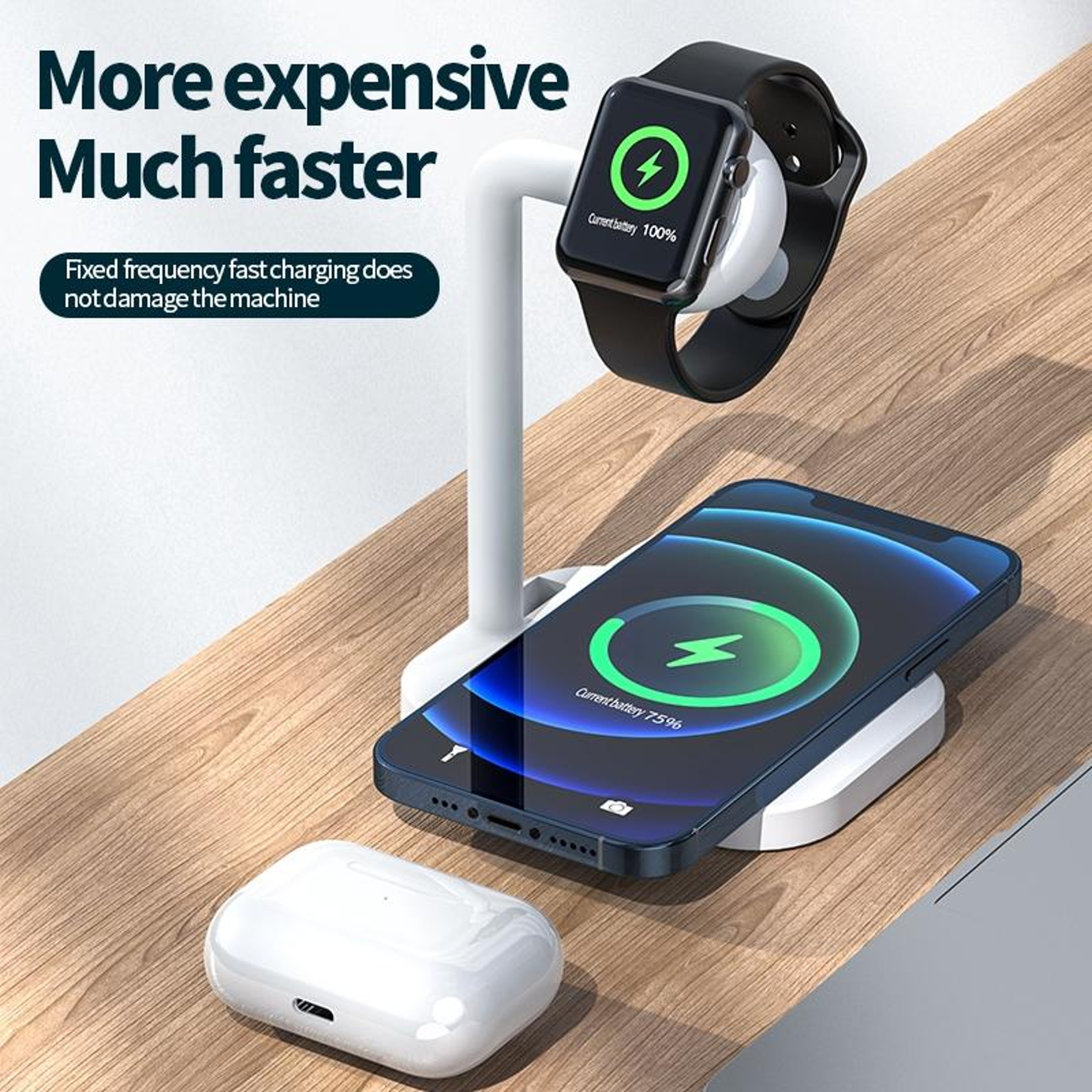2 in 1 Wireless Charger Fast Charging Station for iPhone Apple Watch AirPods – view 5