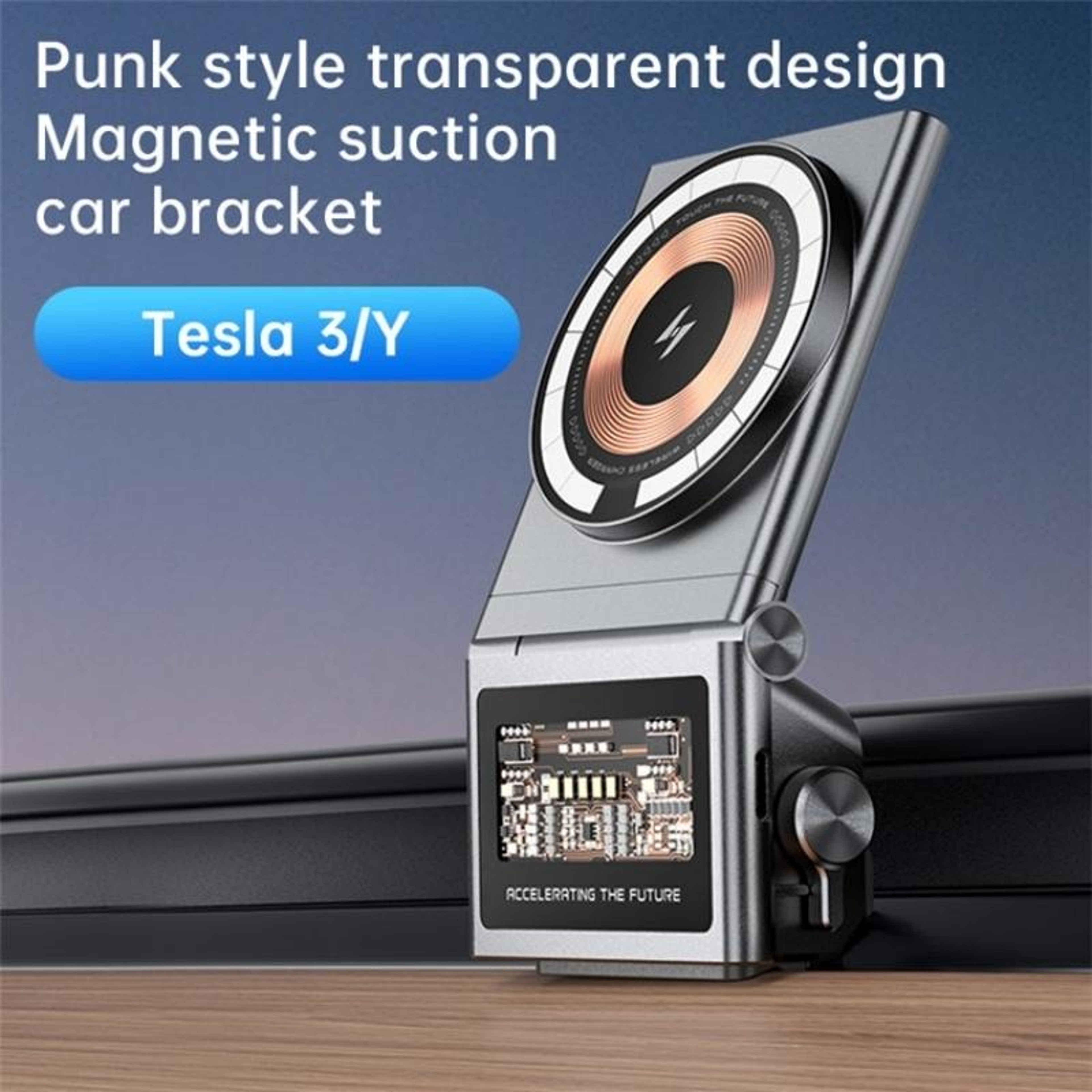 A7 Transparent 15W Magnetic Wireless Charger Dock For Tesla Model 3 Y 1