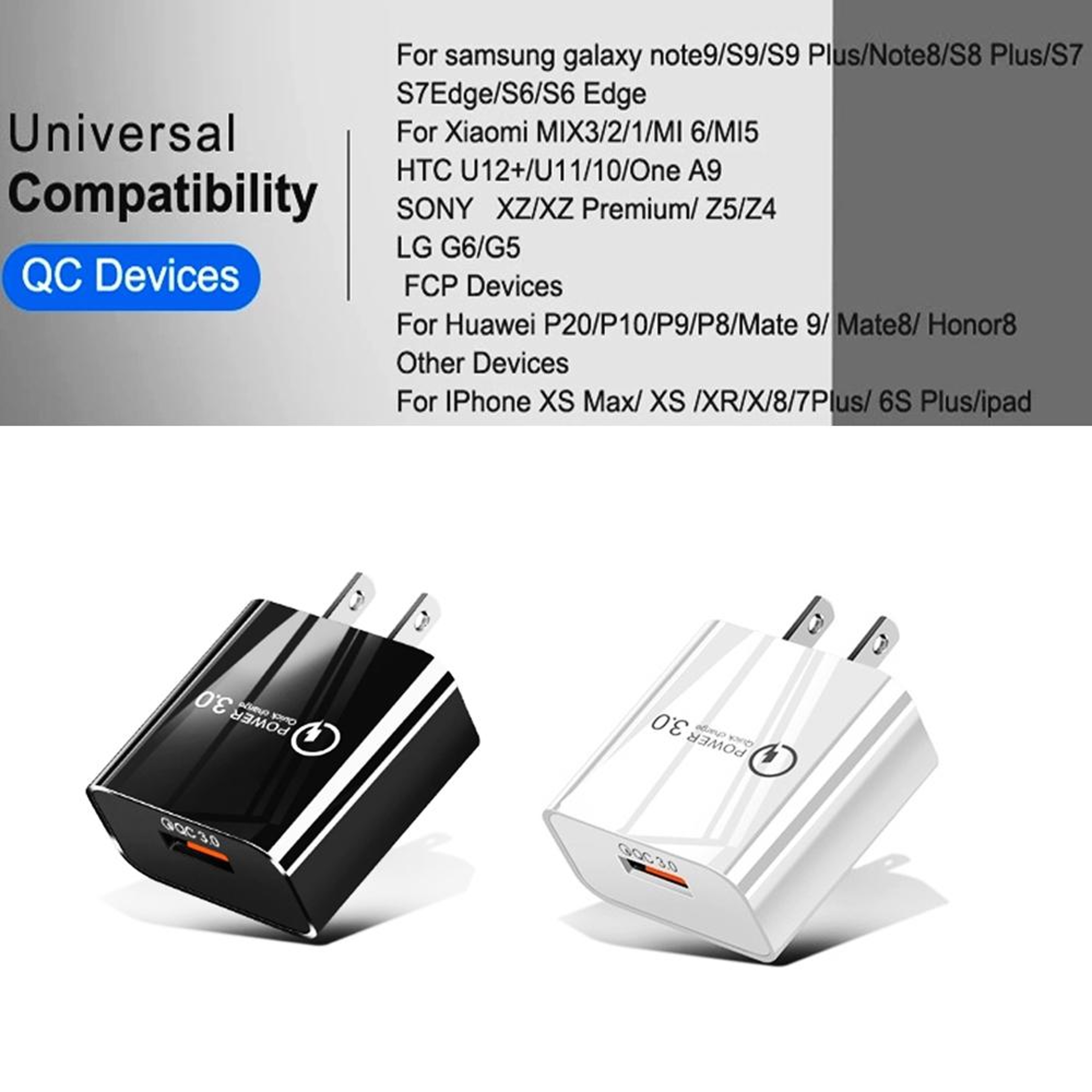 Mini QC 30 Charger 18W USB Wall Charger For Phones  Tablets Universal Fast Charging US Plug 3