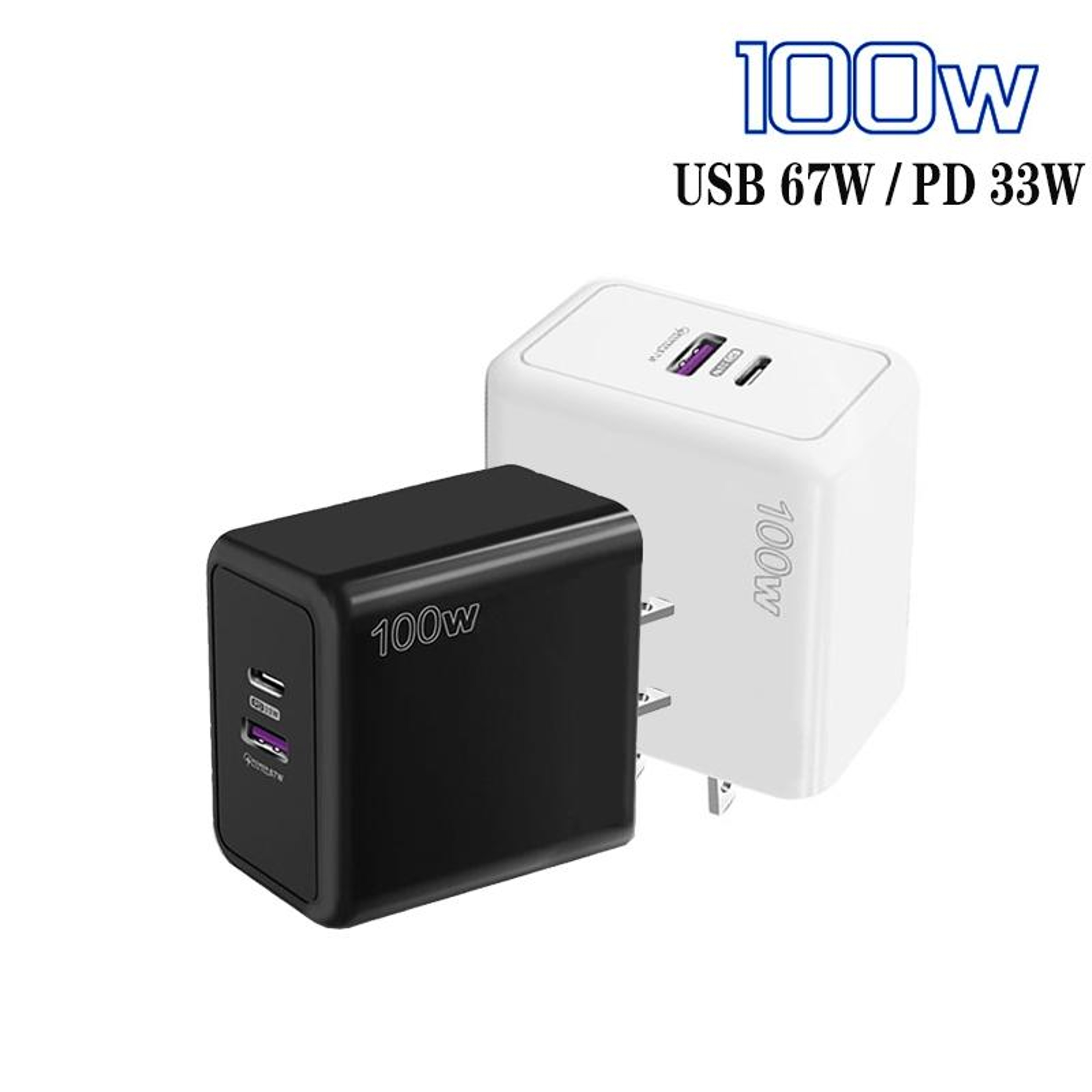 67W USB Charger With PD 33W Fast Charging QC50 Dual Port USB Wall Charger US Plug 2