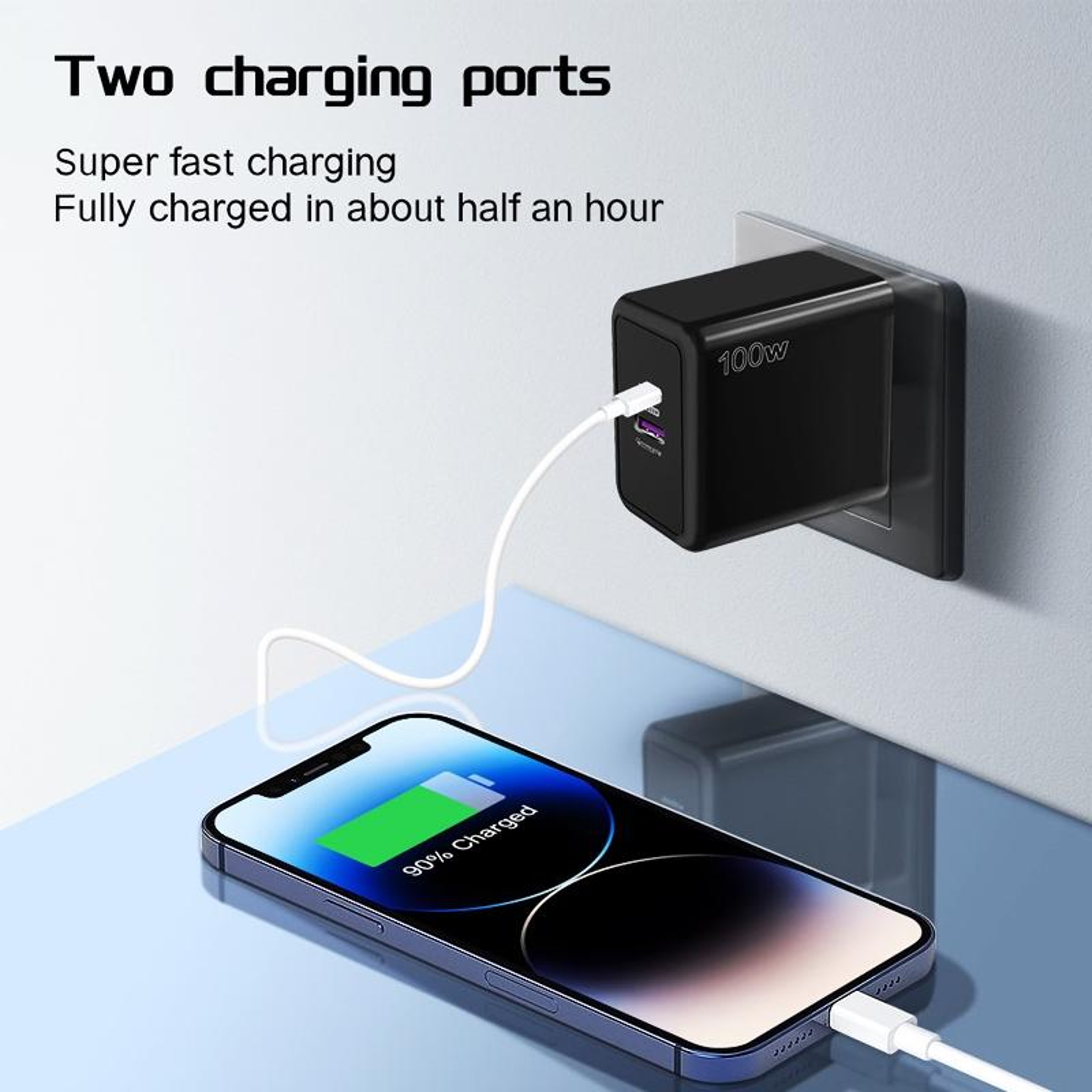 67W USB Charger With PD 33W Fast Charging QC50 Dual Port USB Wall Charger US Plug 8