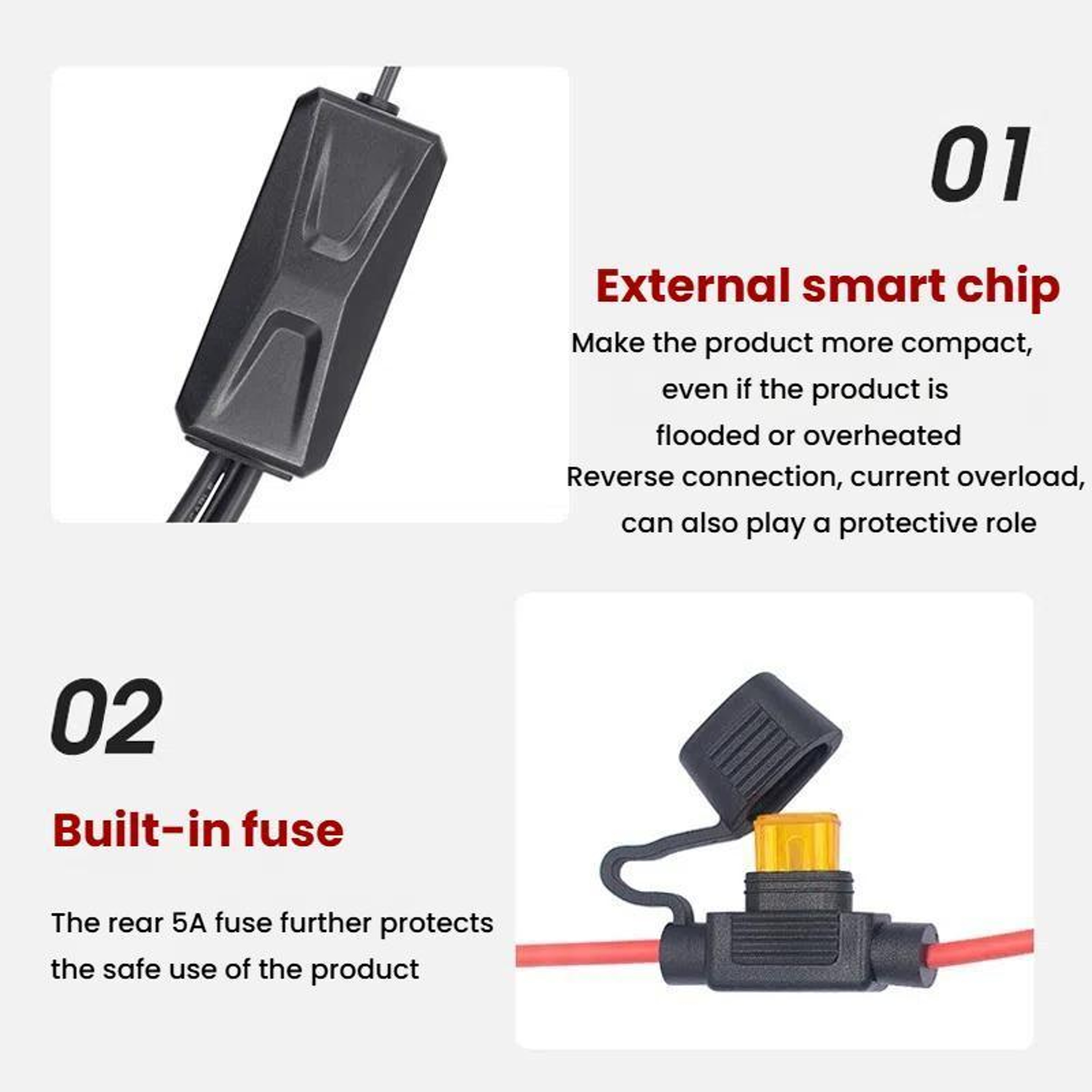WUPP Waterproof Motorcycle USB Charger With 30W PD Fast Charging Dual USB C And USB A Ports 4