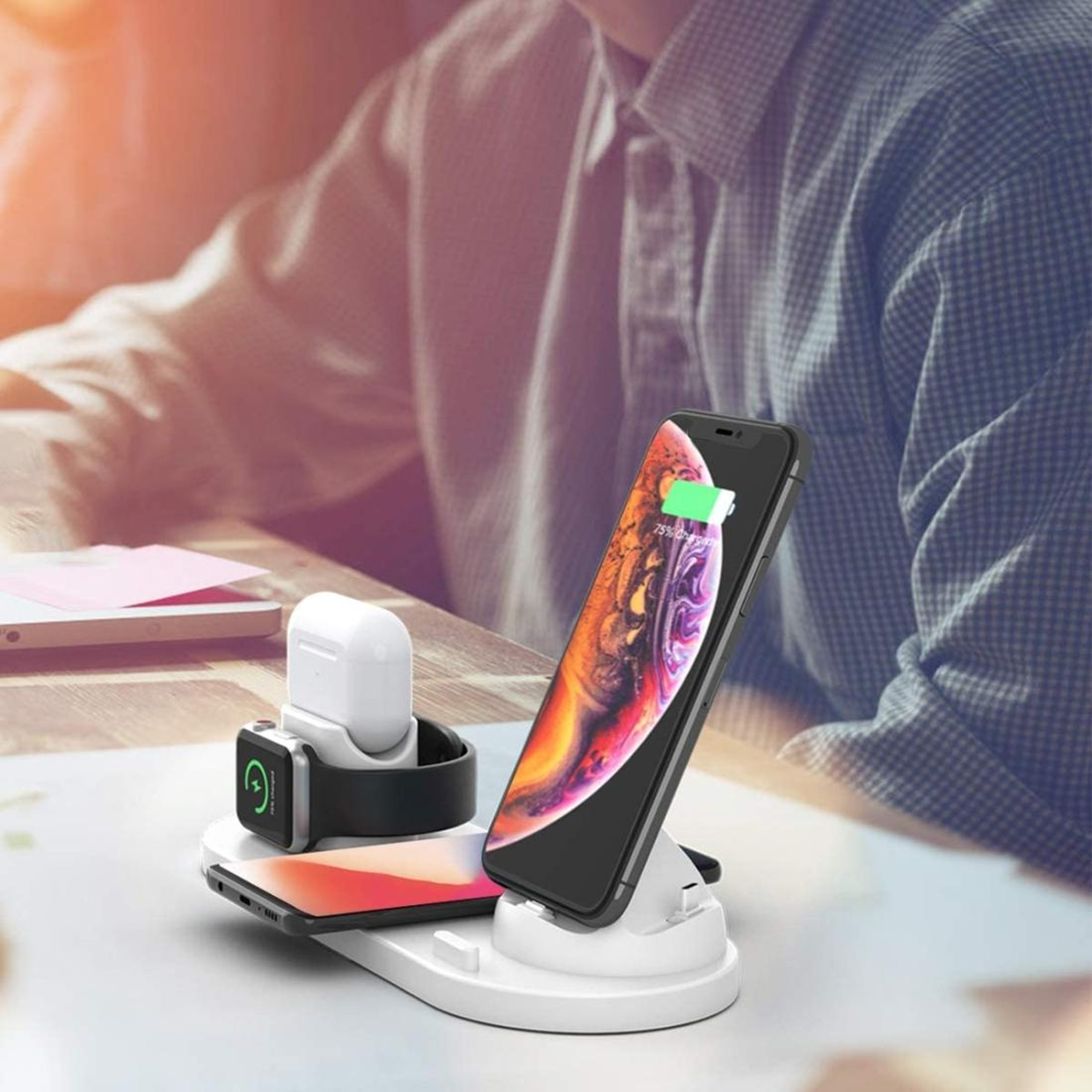 6 in 1 Wireless Charger Station for iPhone Apple Watch AirPods and Android Phones with Rotating Charging Dock – view 8