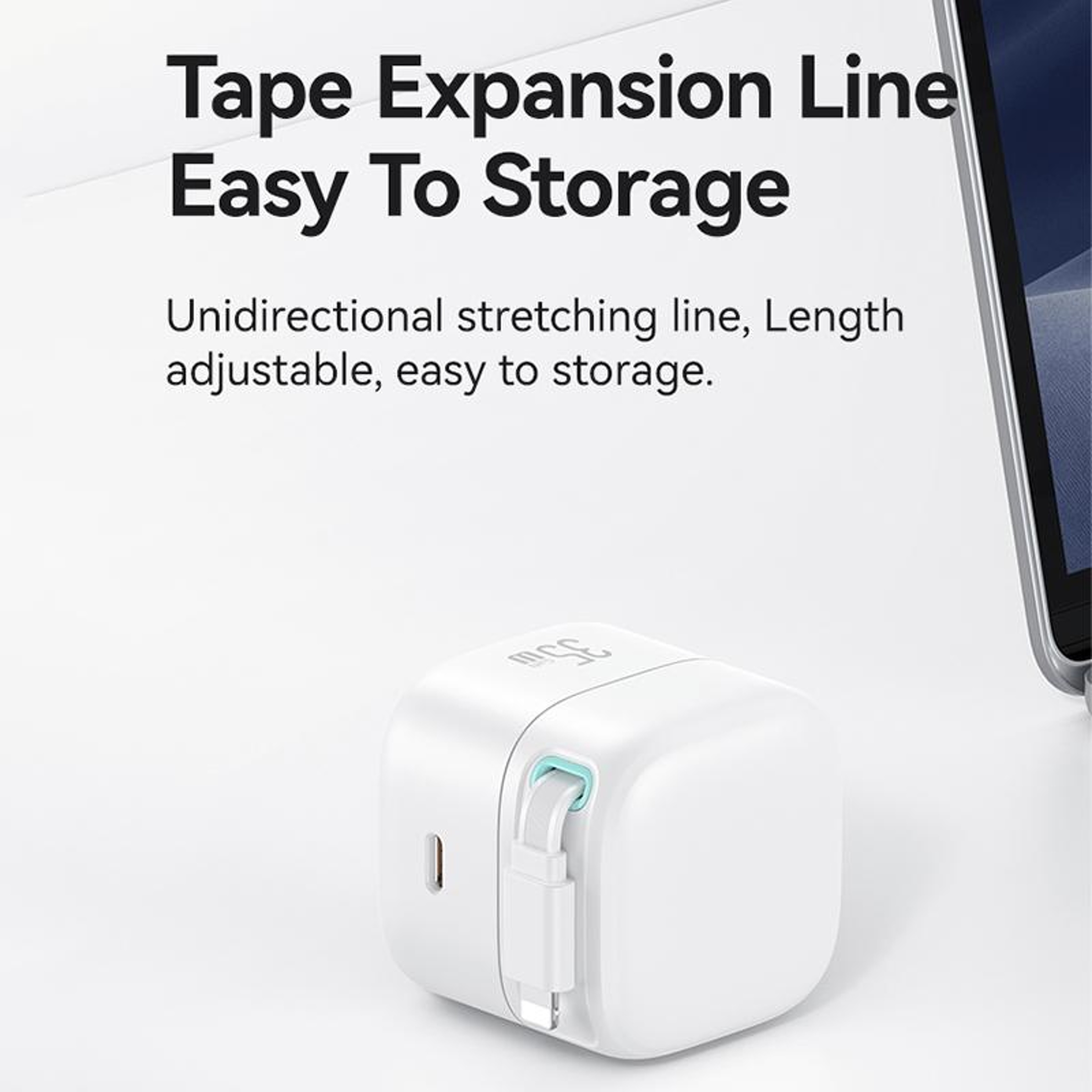 USAMS 35W GaN Fast Charger Dual Port USB C Charger With Retractable 8 Pin Cable US Plug 4
