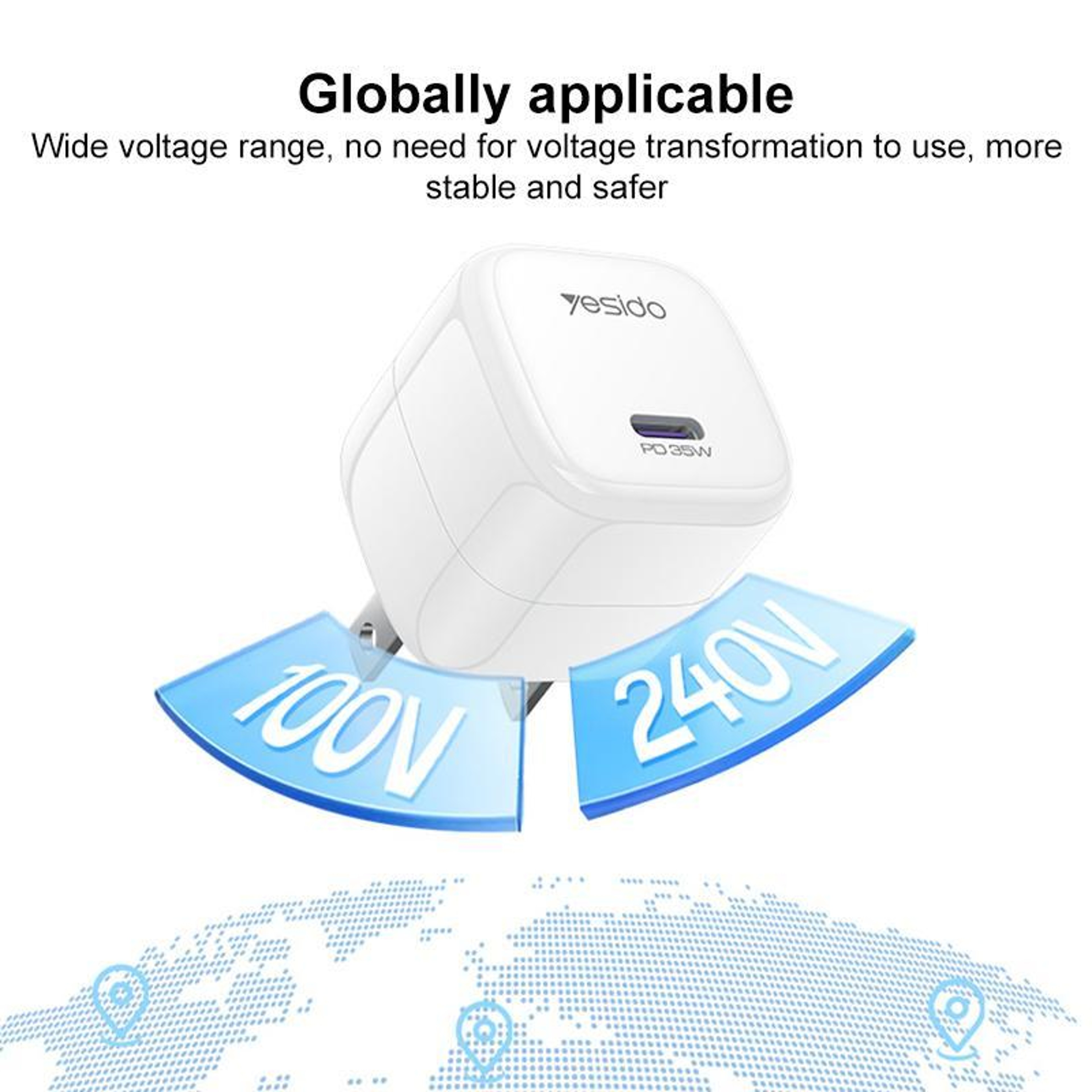 Yesido YC16U 35W USBC Charger GaN PD Wall Charger Compact Mini Fast Charging Adapter US Plug 8