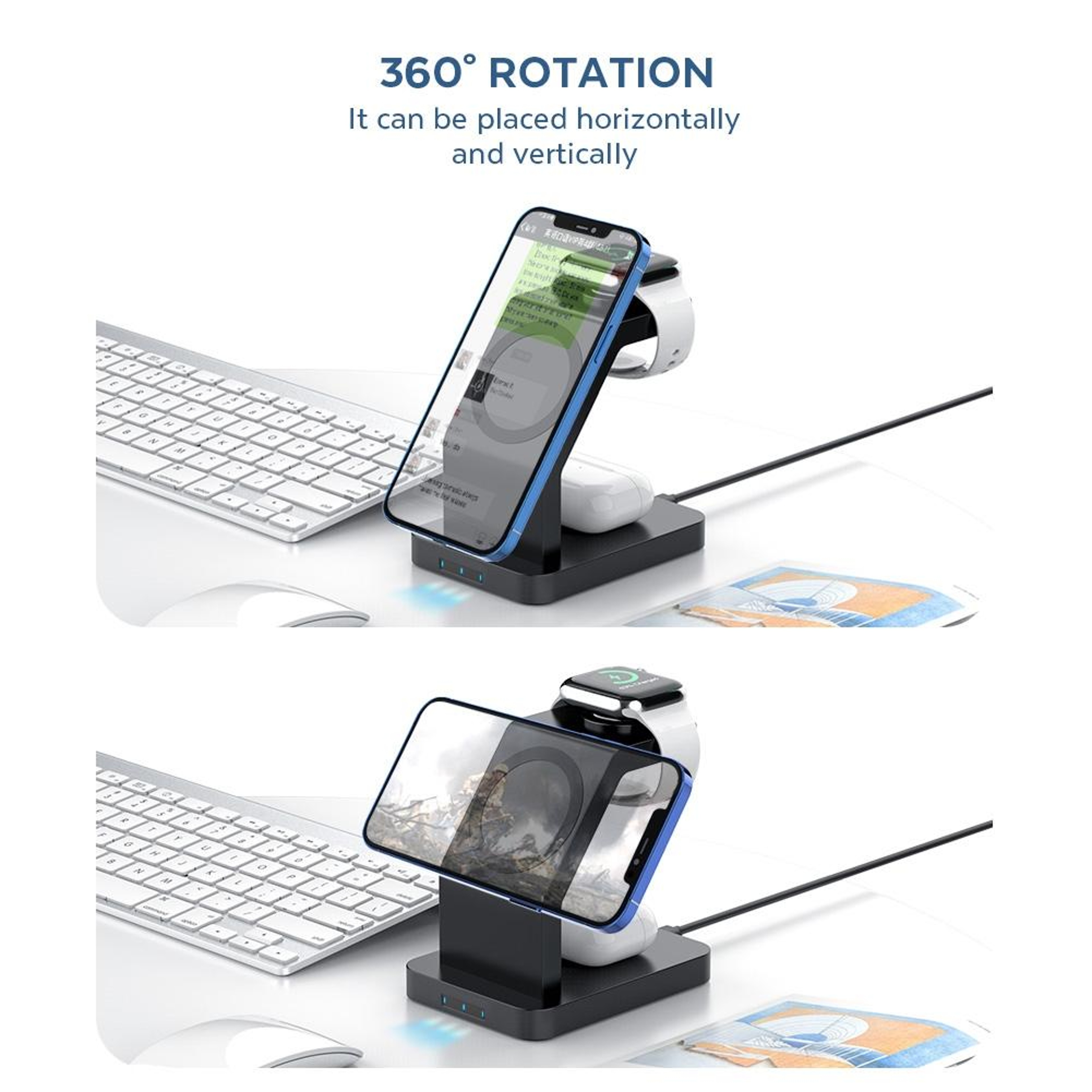 S6 3 in 1 Wireless Charger Magnetic Wireless Charging Station for iPhone Apple Watch AirPods – view 5