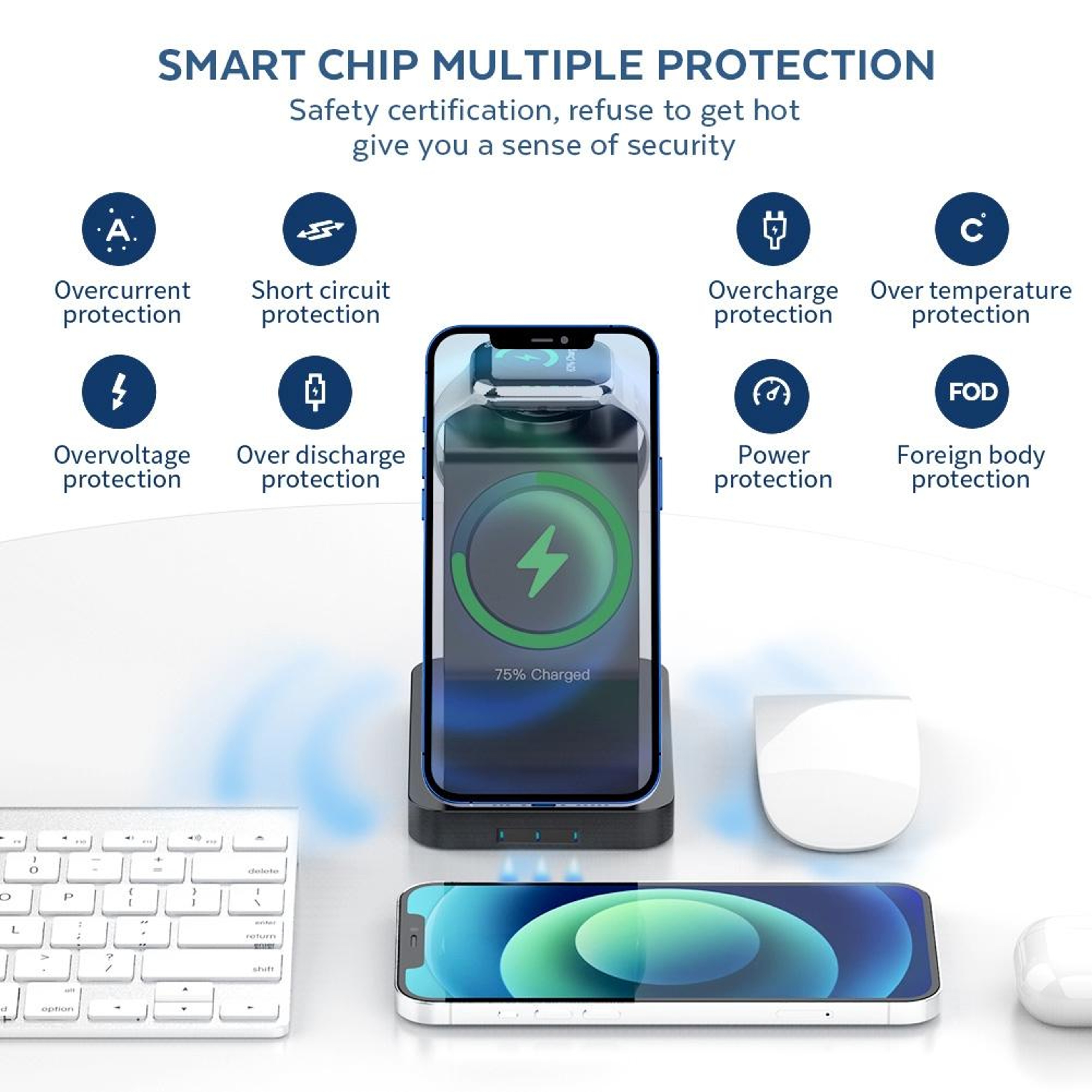 S6 3 in 1 Wireless Charger Magnetic Wireless Charging Station for iPhone Apple Watch AirPods – view 7