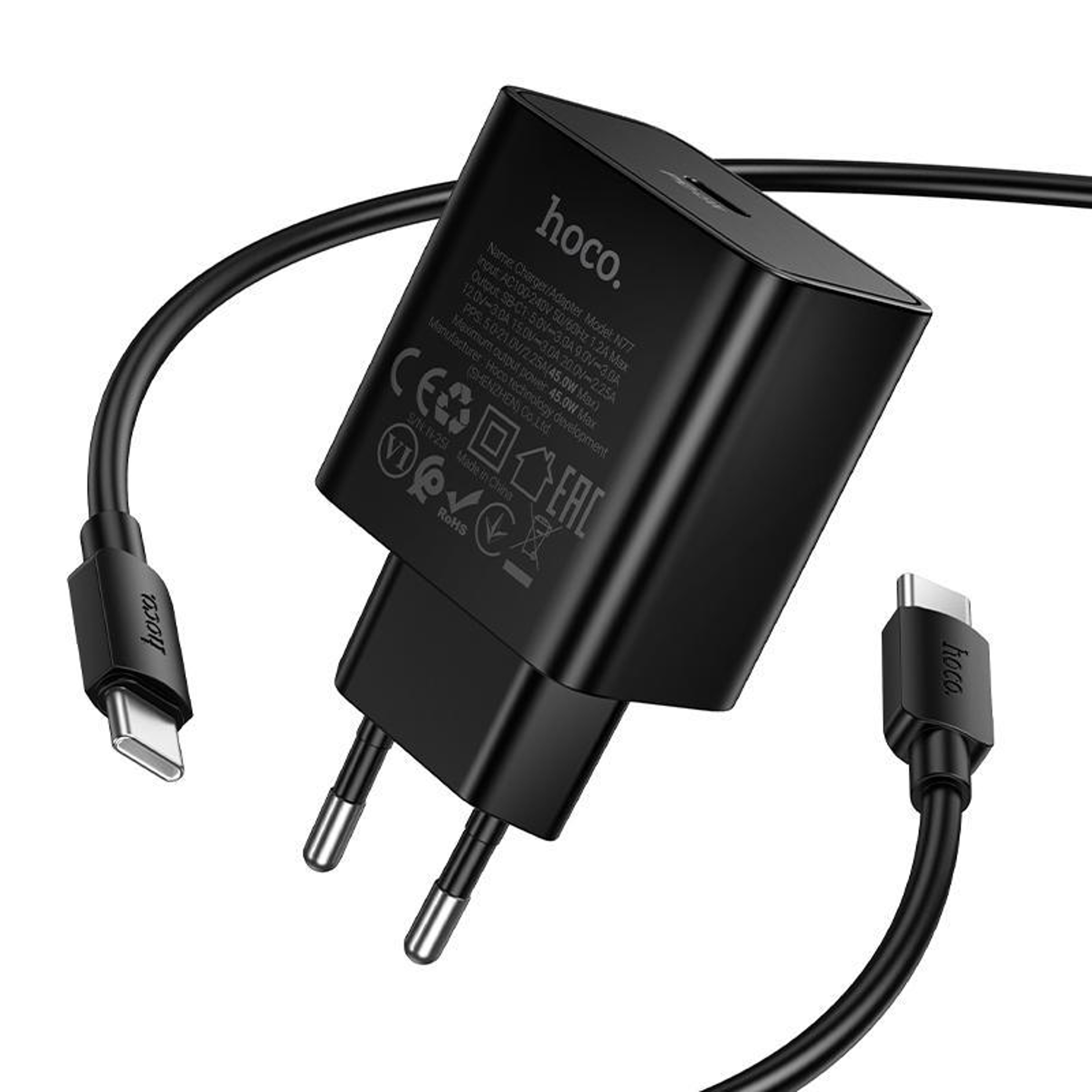 Hoco N77 Star 45W USBC Charger PD Fast Charging Wall Adapter With 1m Type C Cable 2