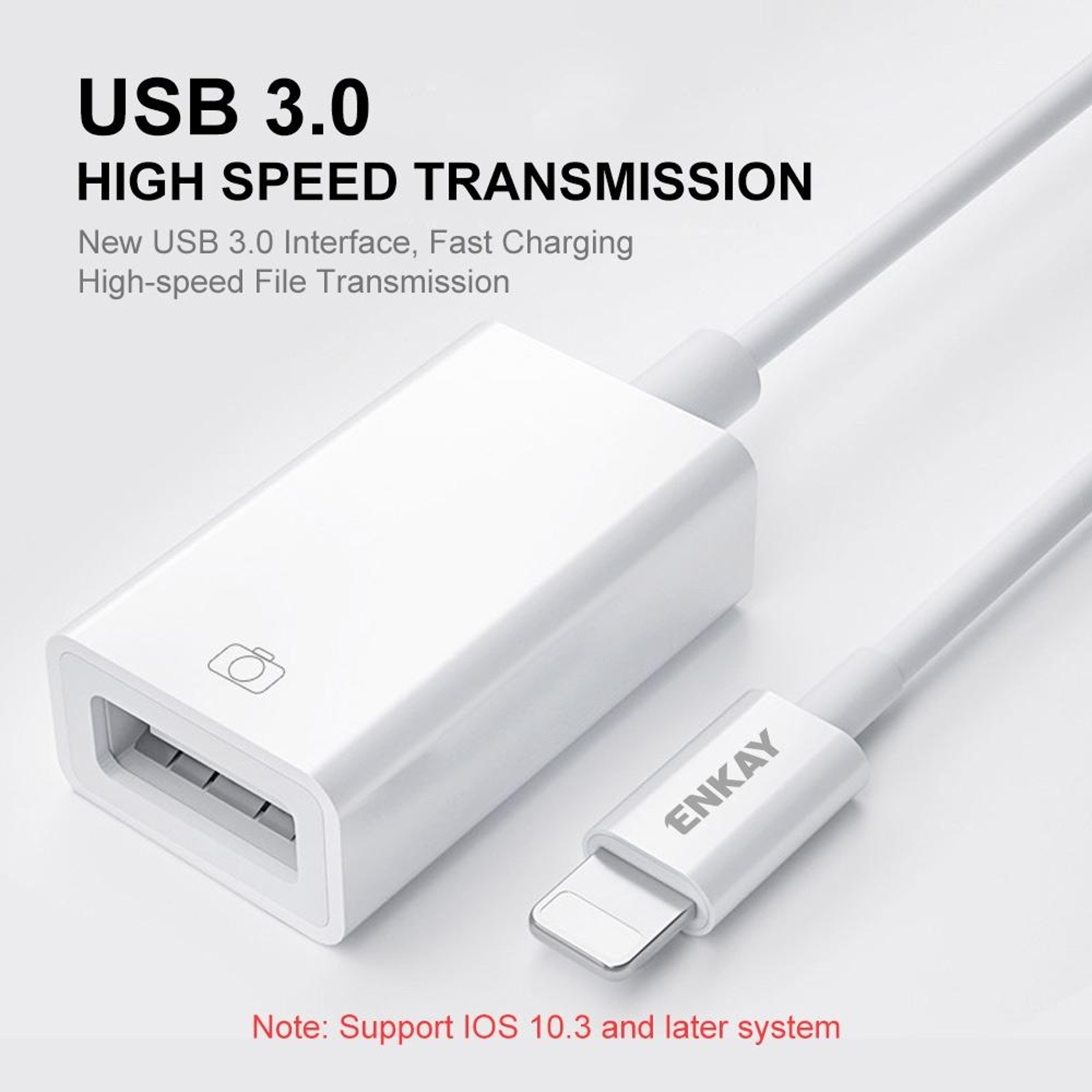 ENKAY Lightning To USB OTG Adapter USB Camera Adapter For IPhone IPad USB 30 Data Transfer Cable 1