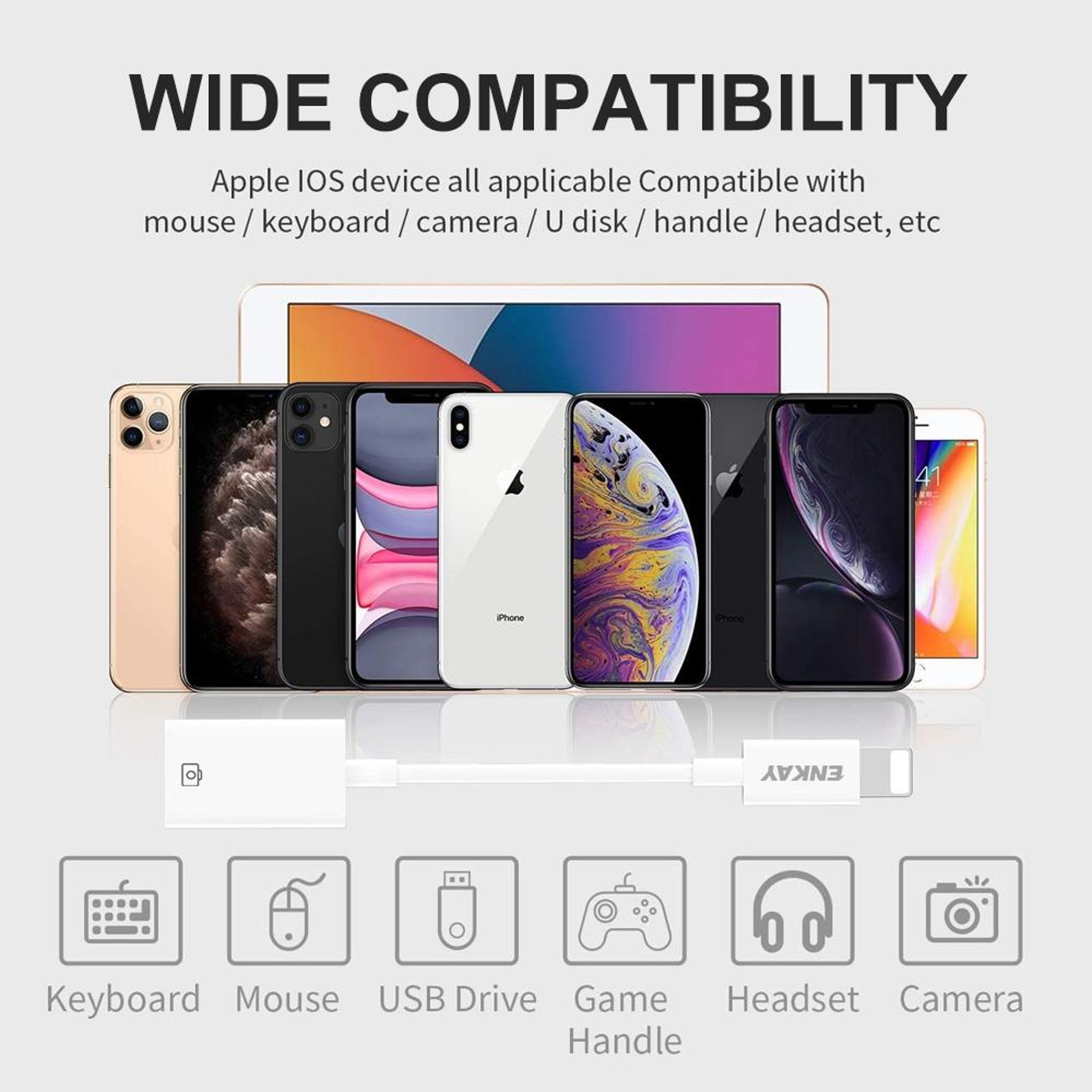 ENKAY Lightning To USB OTG Adapter USB Camera Adapter For IPhone IPad USB 30 Data Transfer Cable 2