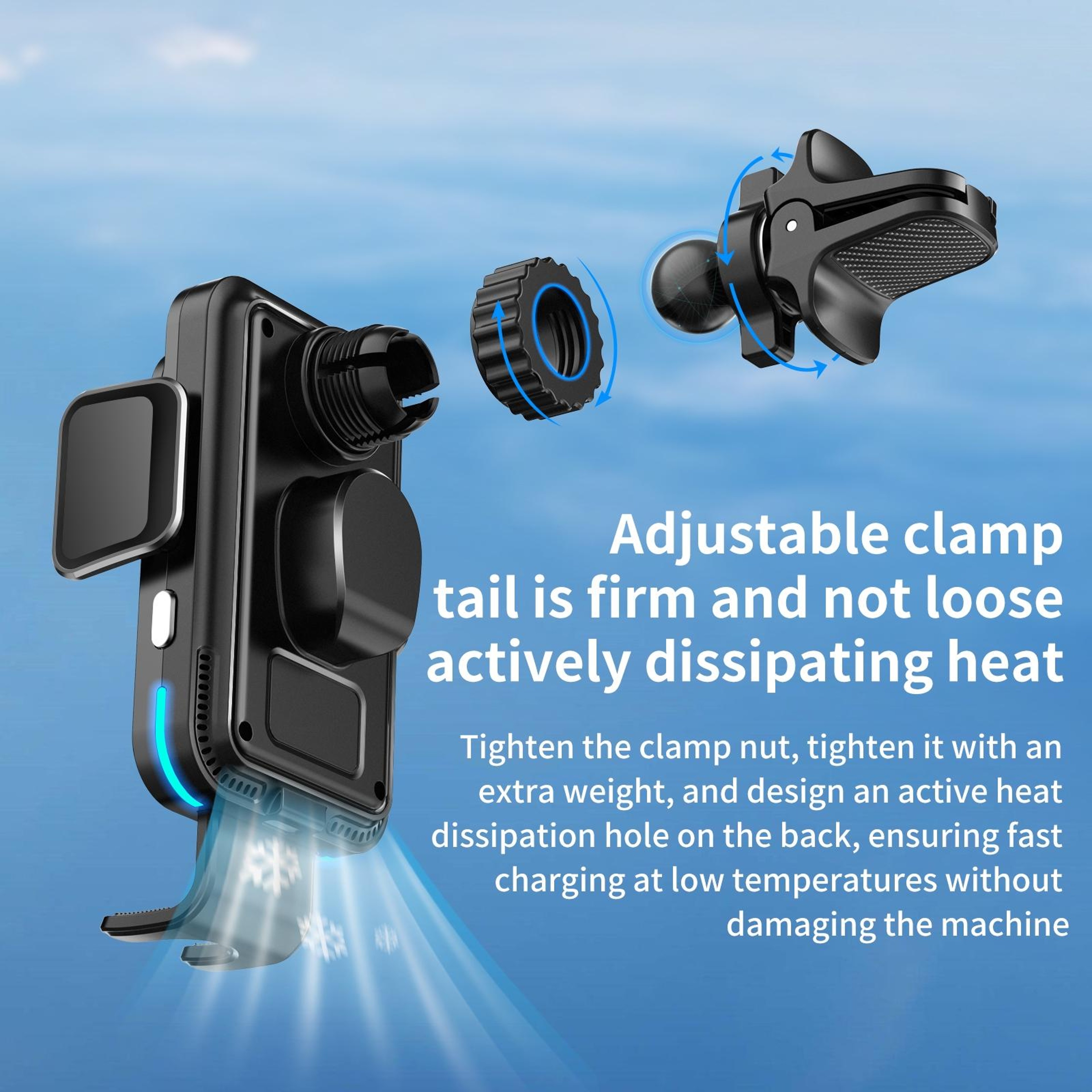 M7 Wireless Car Charger 15W Fast Charging Auto Clamping Car Mount Qi Phone Holder 5
