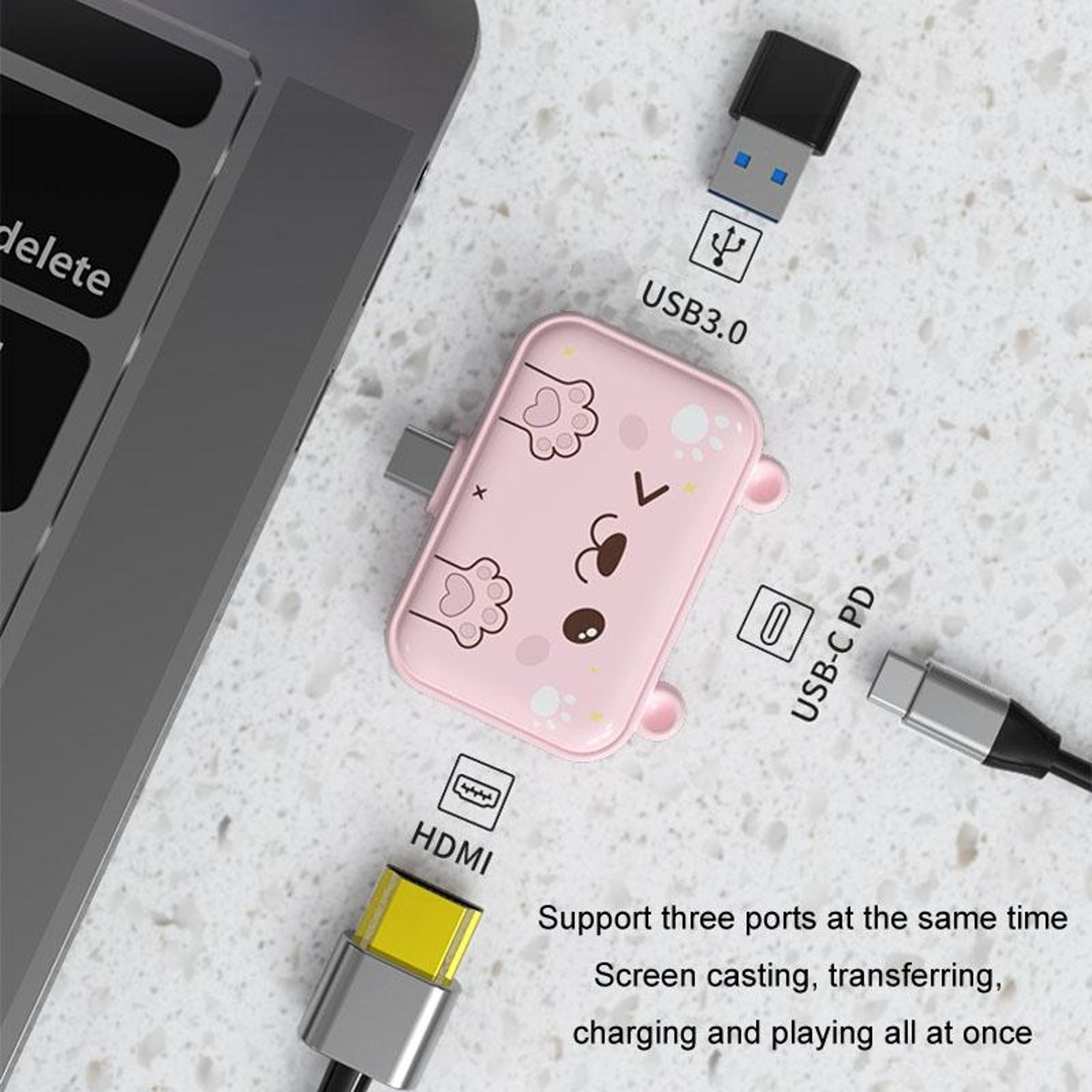 3 In 1 USB C Hub With 4K HDMI PD Charging And USB 30 Docking Station For IPad Phone Laptop 8