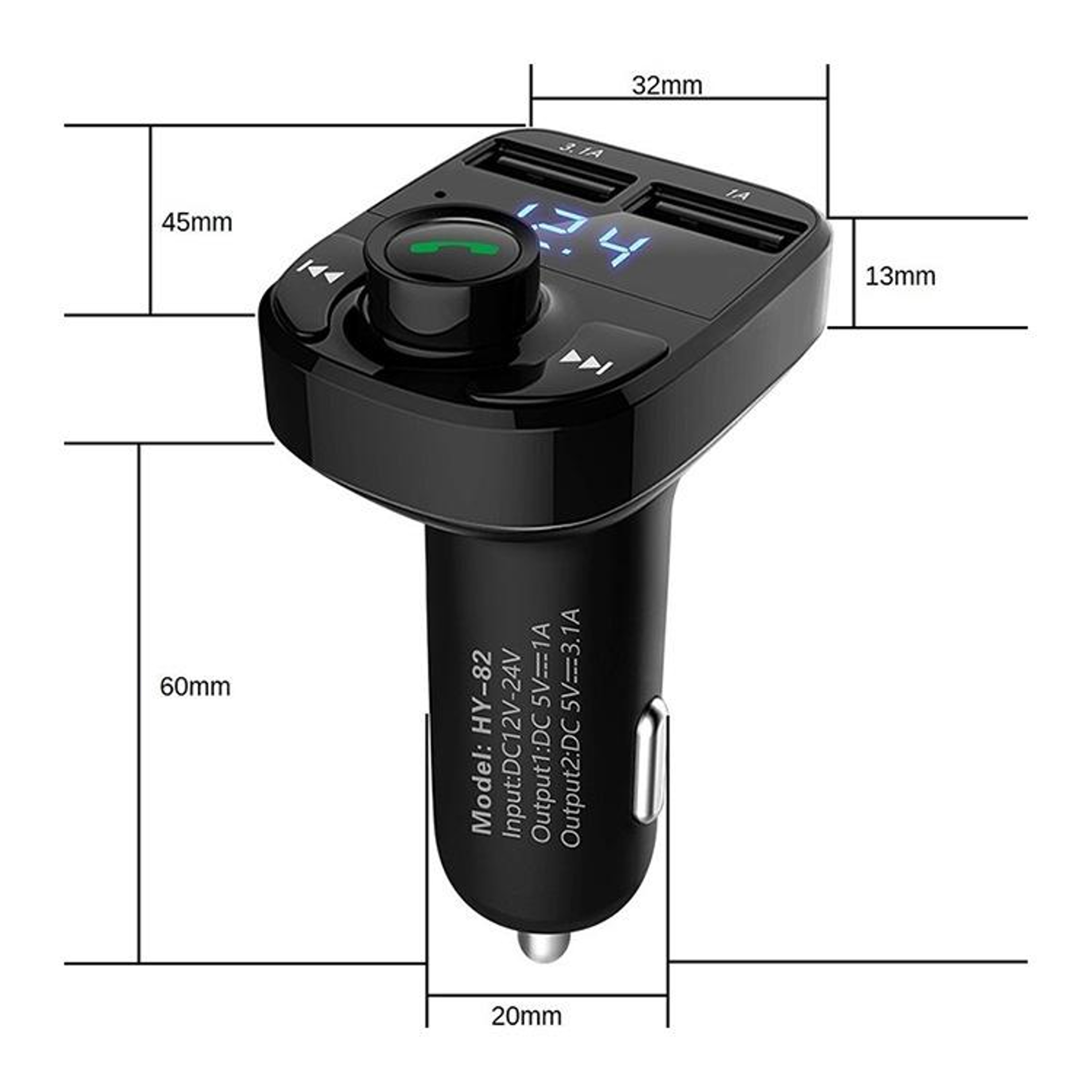 HY82 Bluetooth FM Transmitter Dual USB Car Charger MP3 Player With Hands Free Calling Fast Charging 2