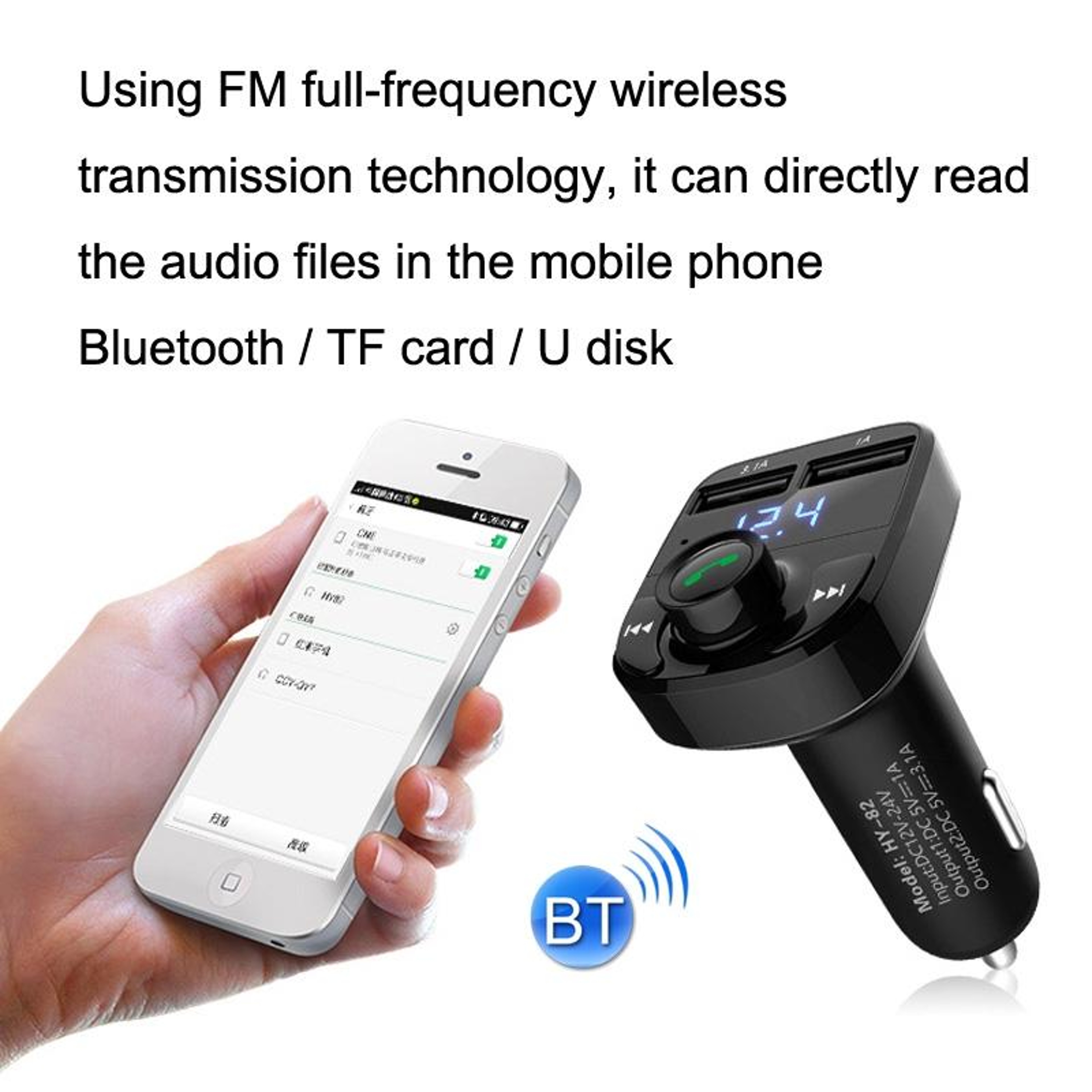 HY82 Bluetooth FM Transmitter Dual USB Car Charger MP3 Player With Hands Free Calling Fast Charging 3
