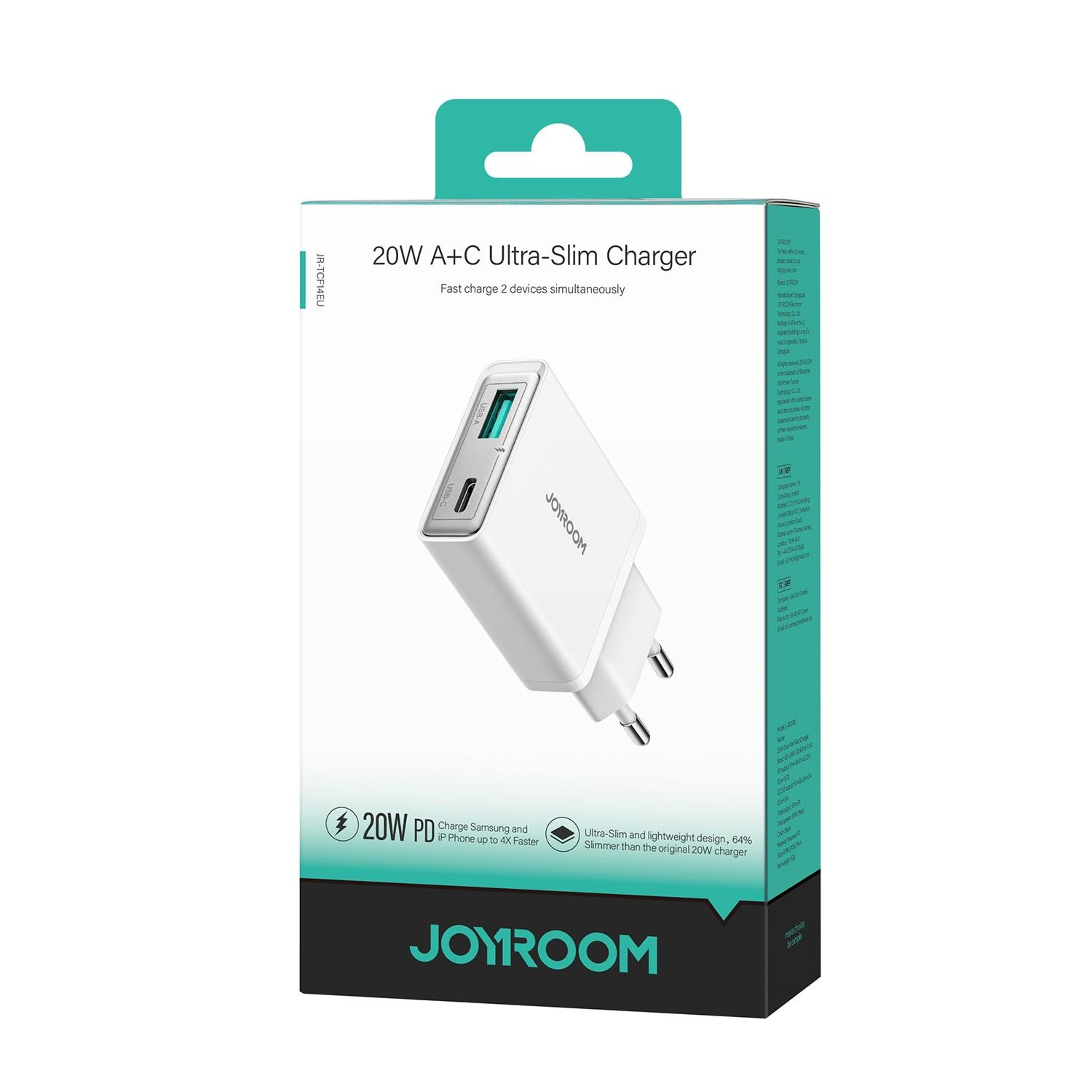 JOYROOM JRTCF14 20W USB C Charger Dual Port Fast Wall Charger 7