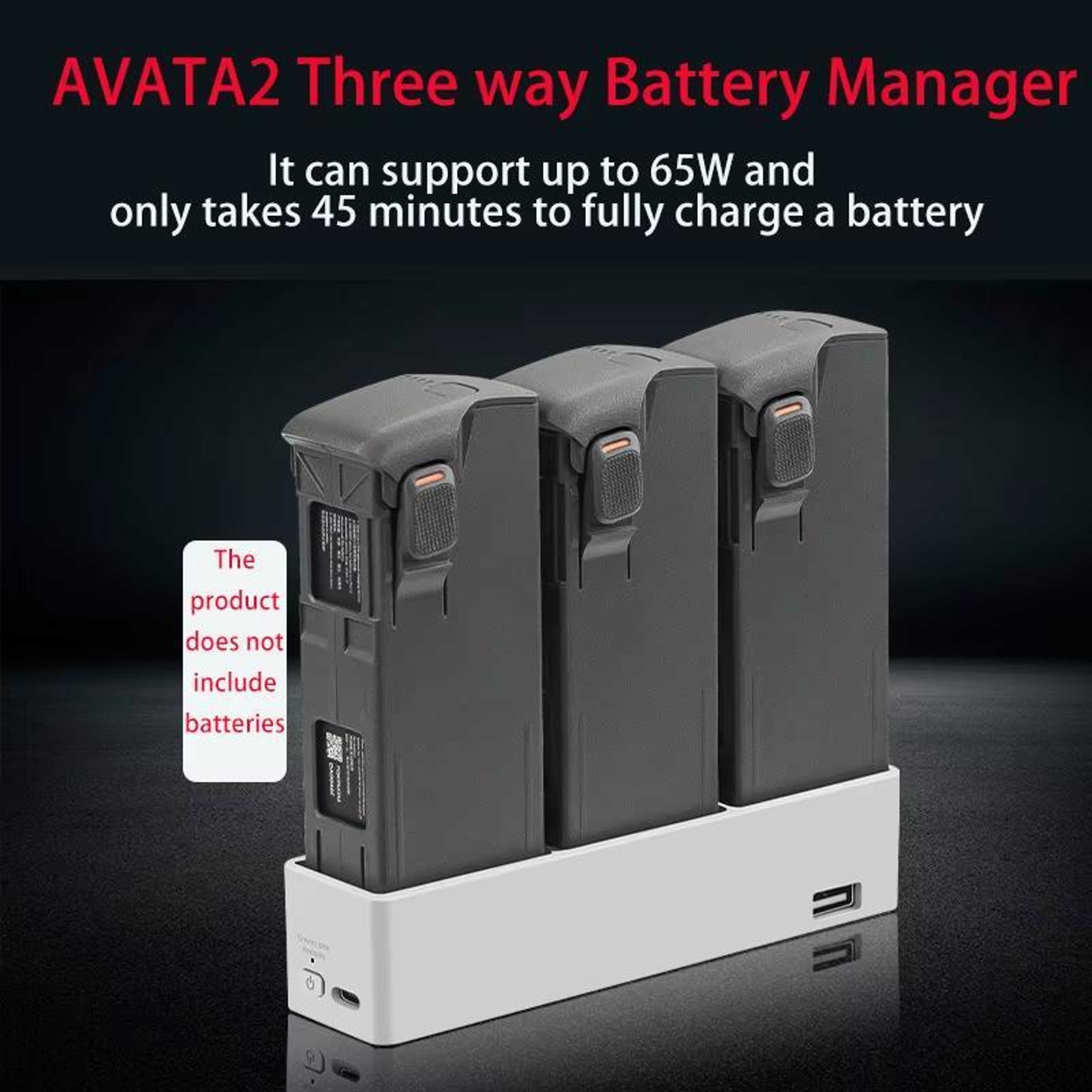 DJI Avata 2 Battery Charger PD 65W 3 Slot Charging Hub with Storage Mode – view 3