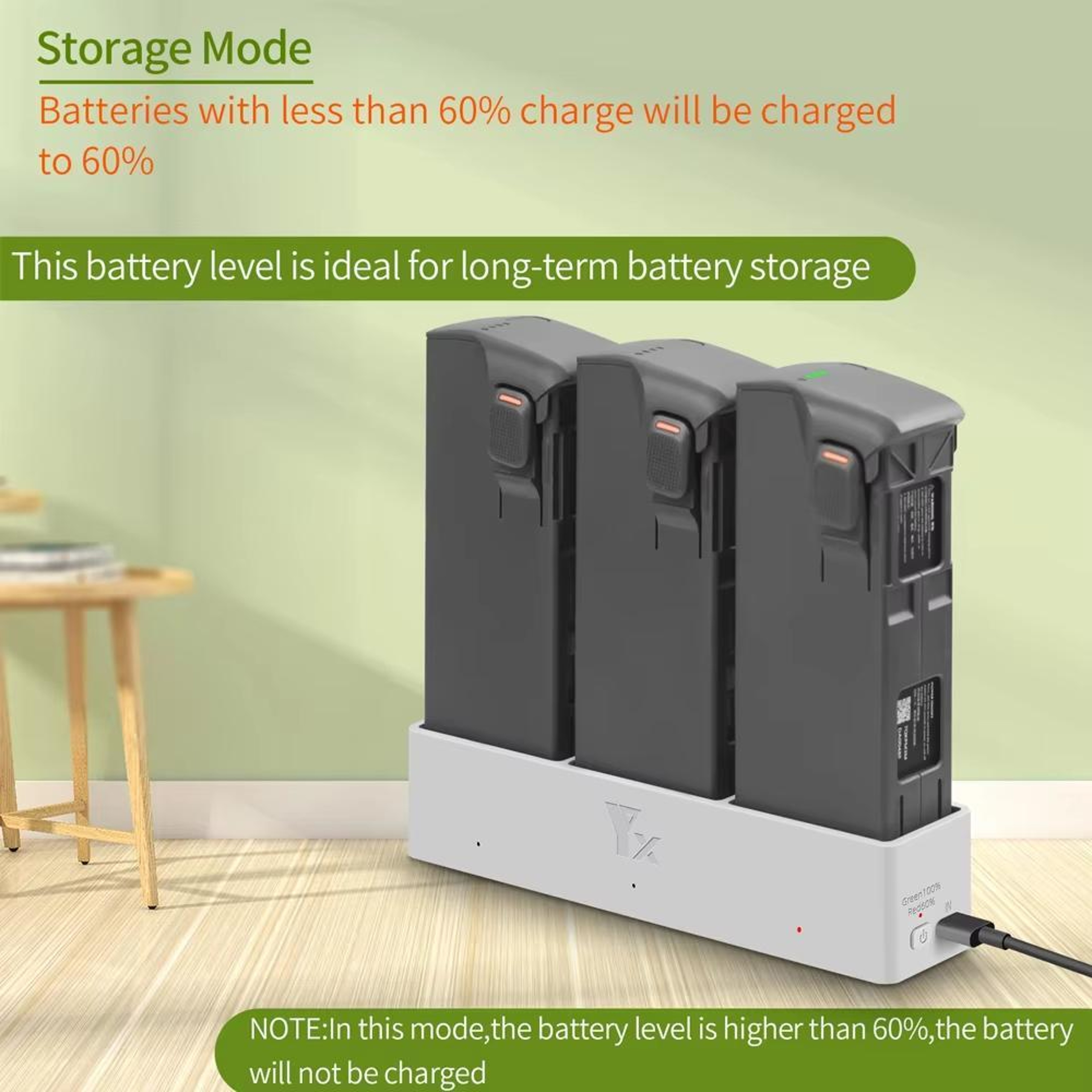 DJI Avata 2 Battery Charger PD 65W 3 Slot Charging Hub with Storage Mode – view 6
