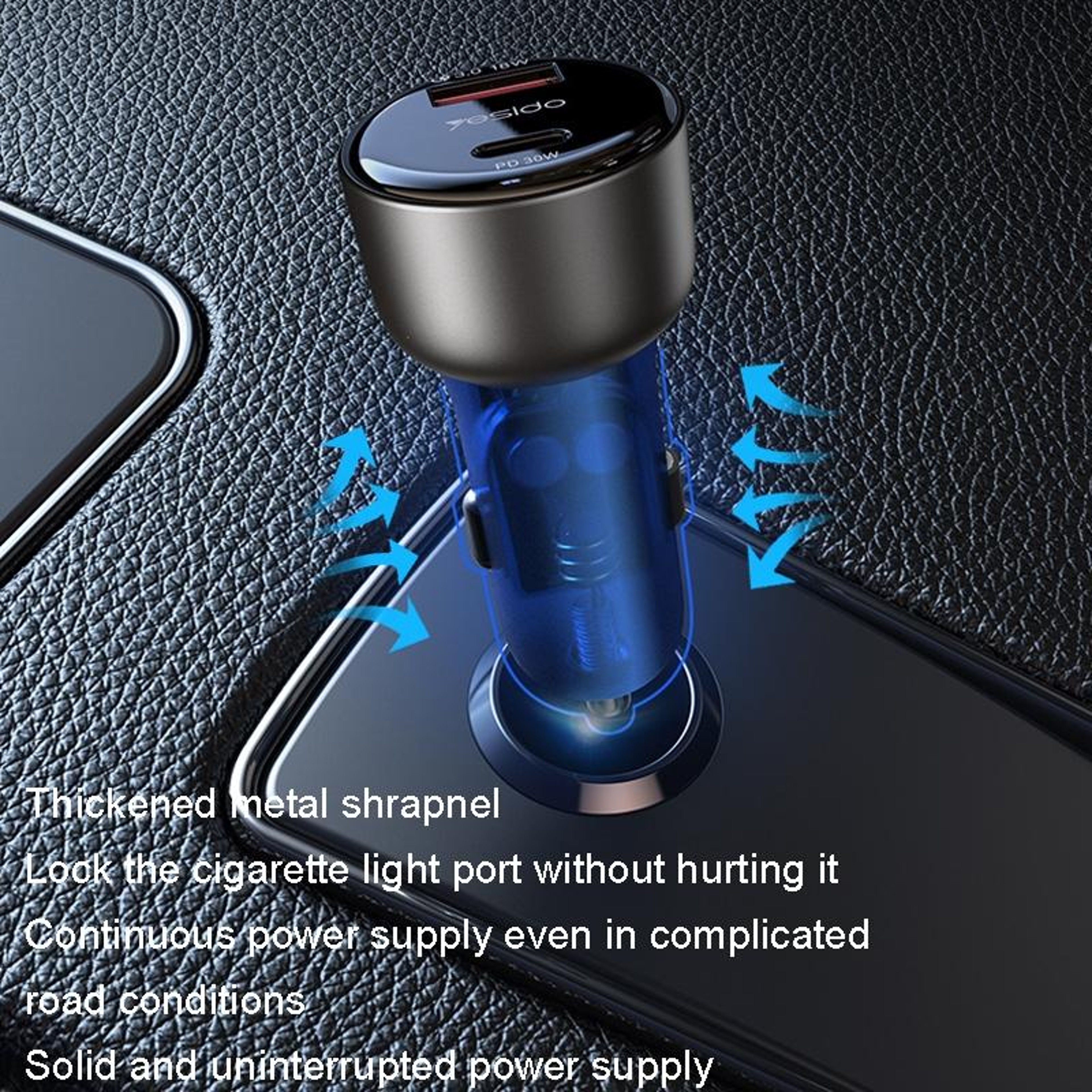 Yesido Y52 48W Car Charger USB C PD QC30 Dual Port Fast Charging Adapter 10