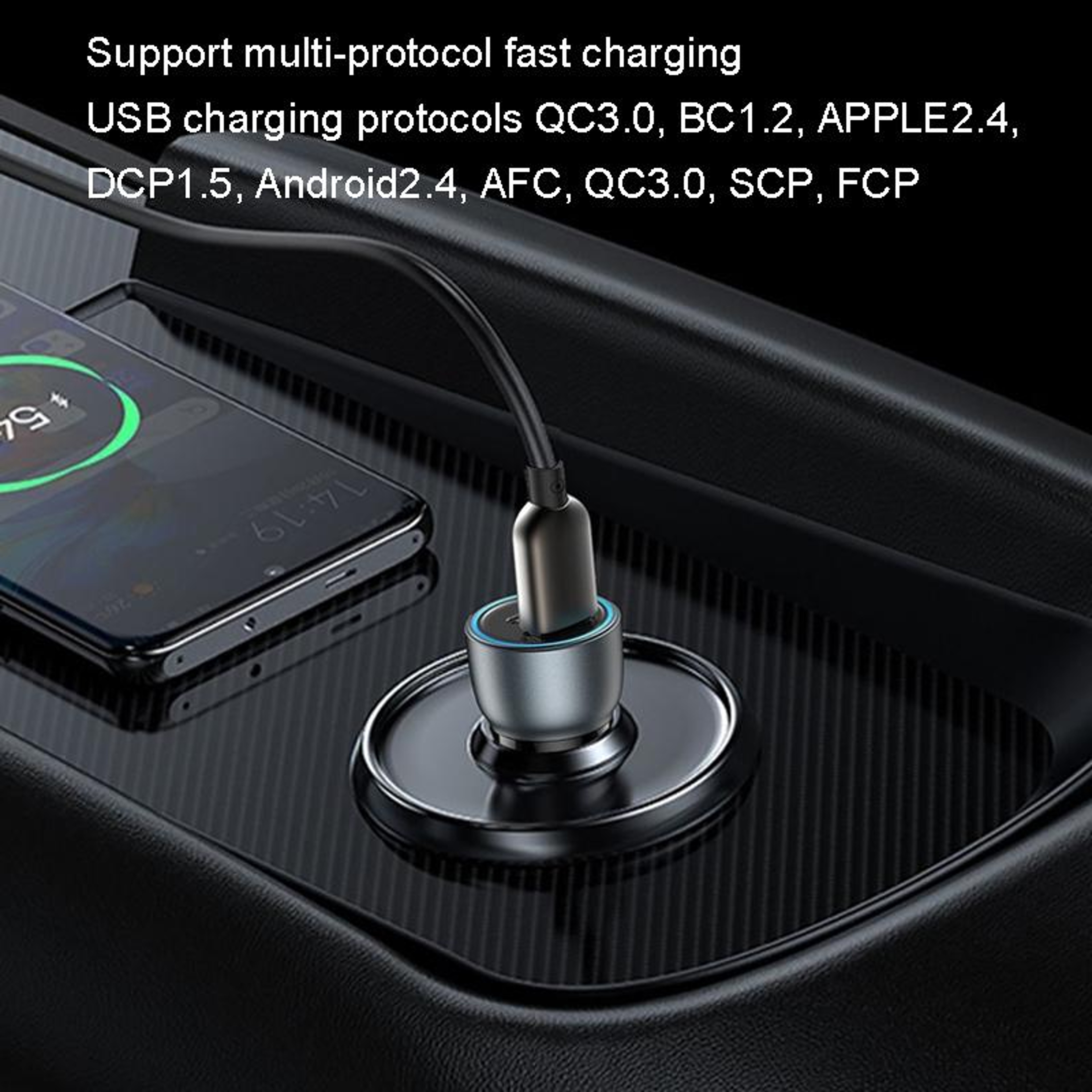 Yesido Y49 30W USB C Car Charger Dual Port PD QC30 Fast Charging Adapter 5