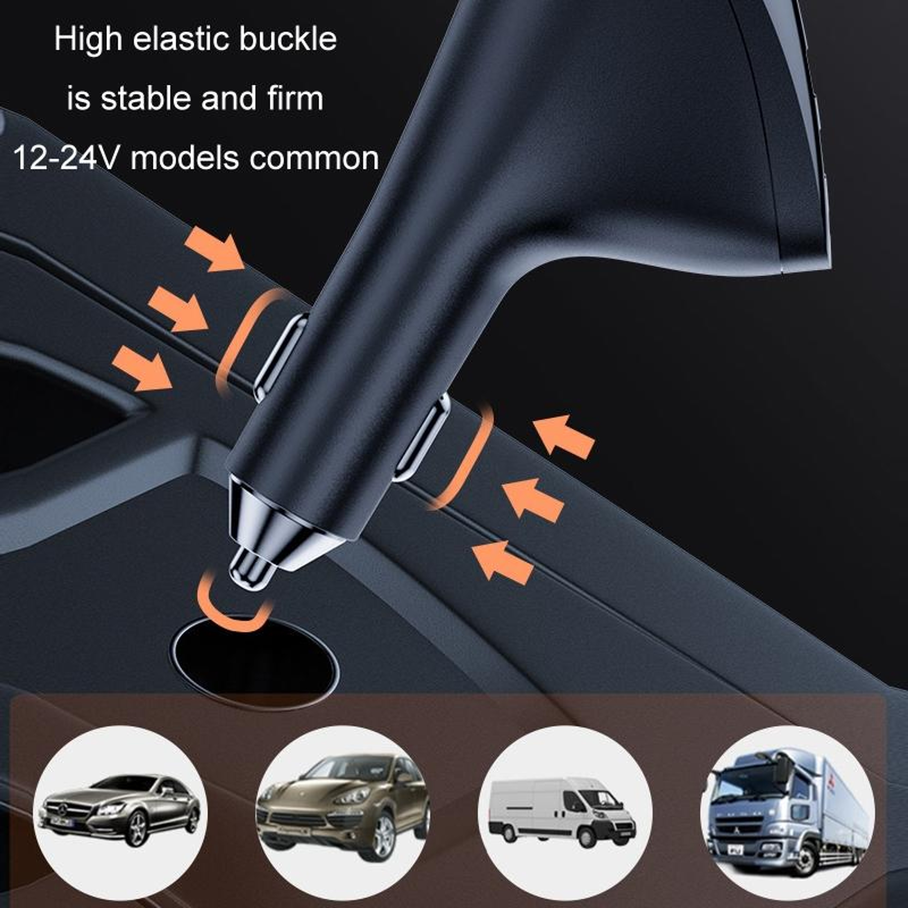 585W USB C Car Charger With Digital Display Dual USB QC Fast Charging Adapter For 12V 24V Vehicles 4