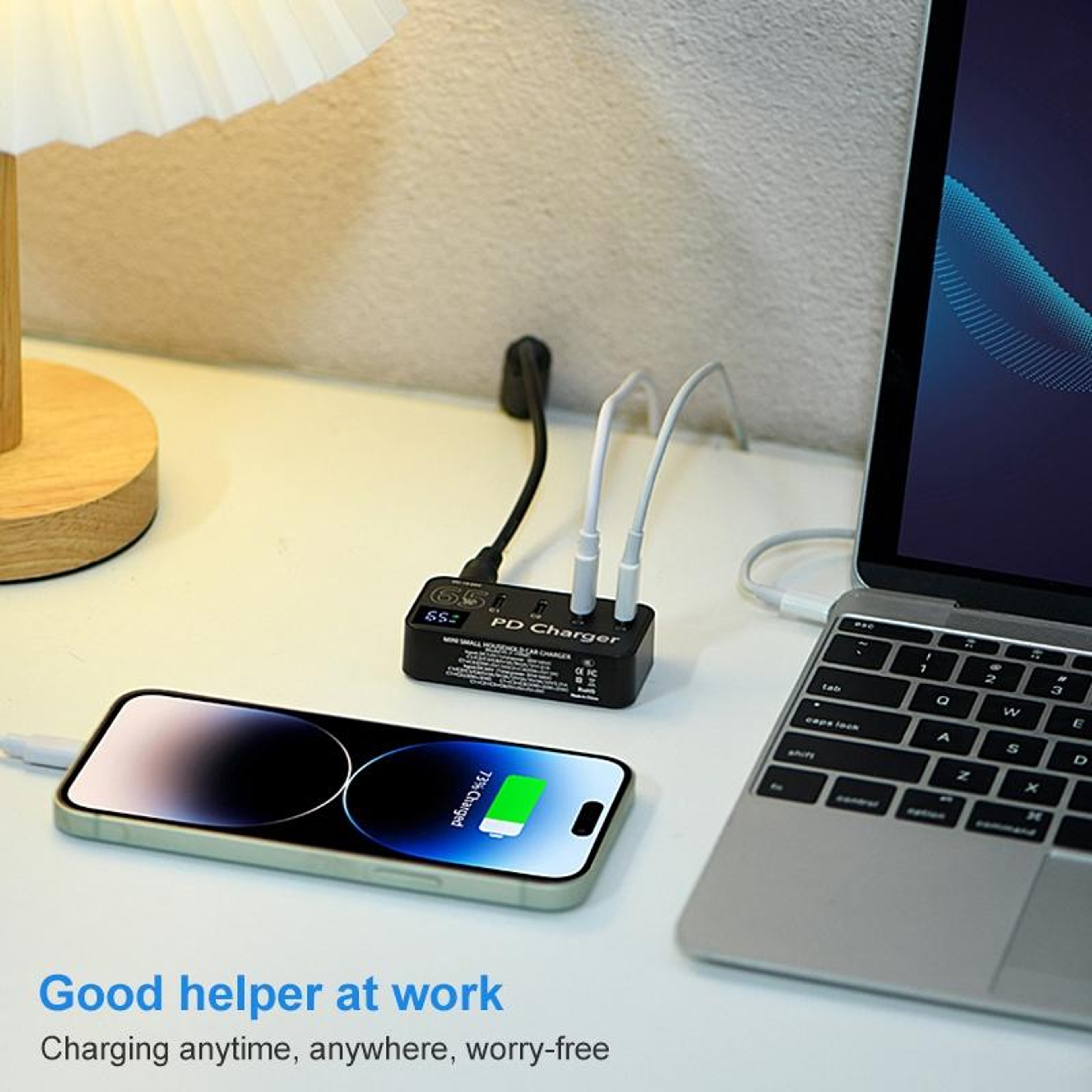 988B 60W 5 Port USB Charger With Dual USBC Digital Display Fast Charging Adapter 6