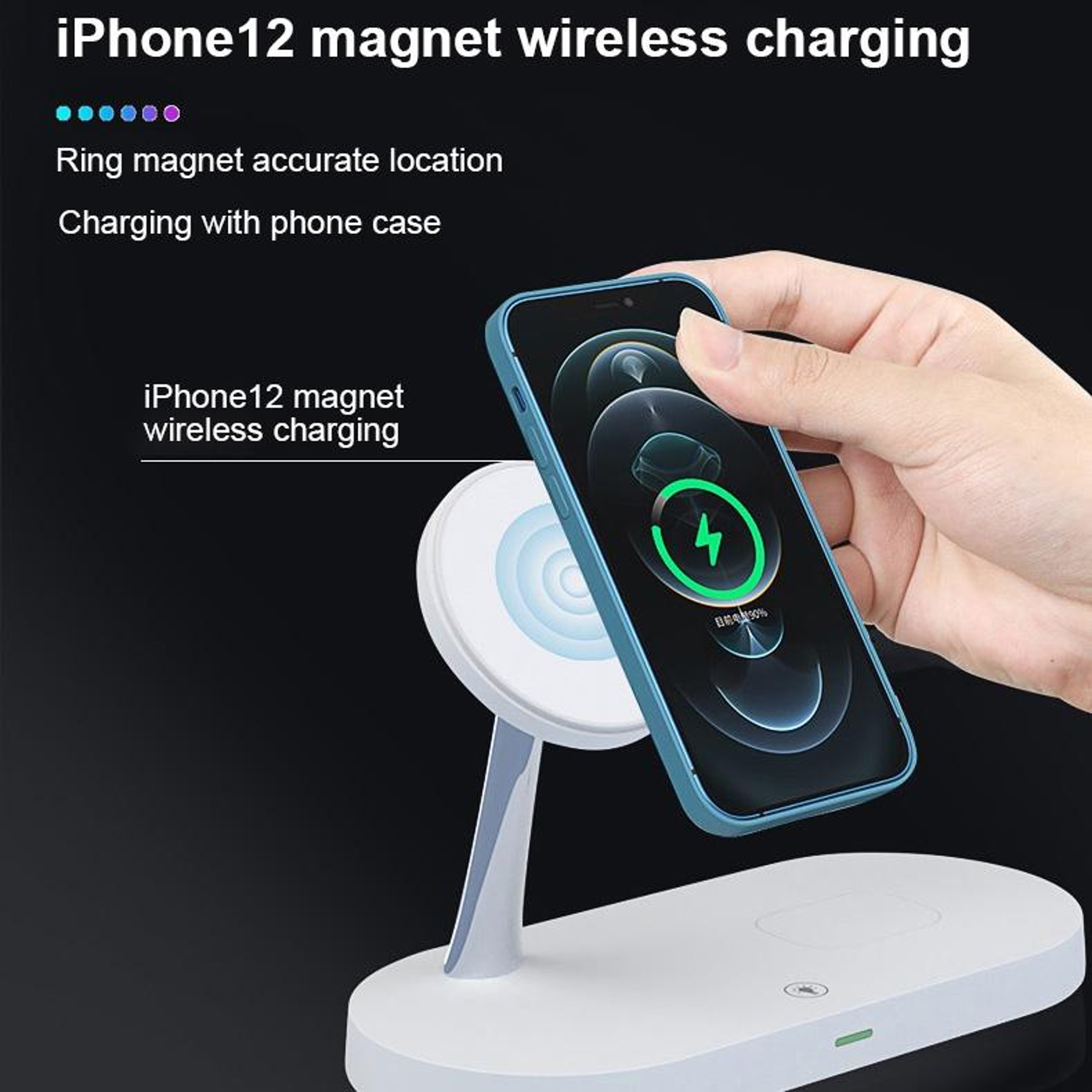 T268 5 in 1 Wireless Charging Station 15W Magnetic Wireless Charger for iPhone Apple Watch and AirPods – view 4