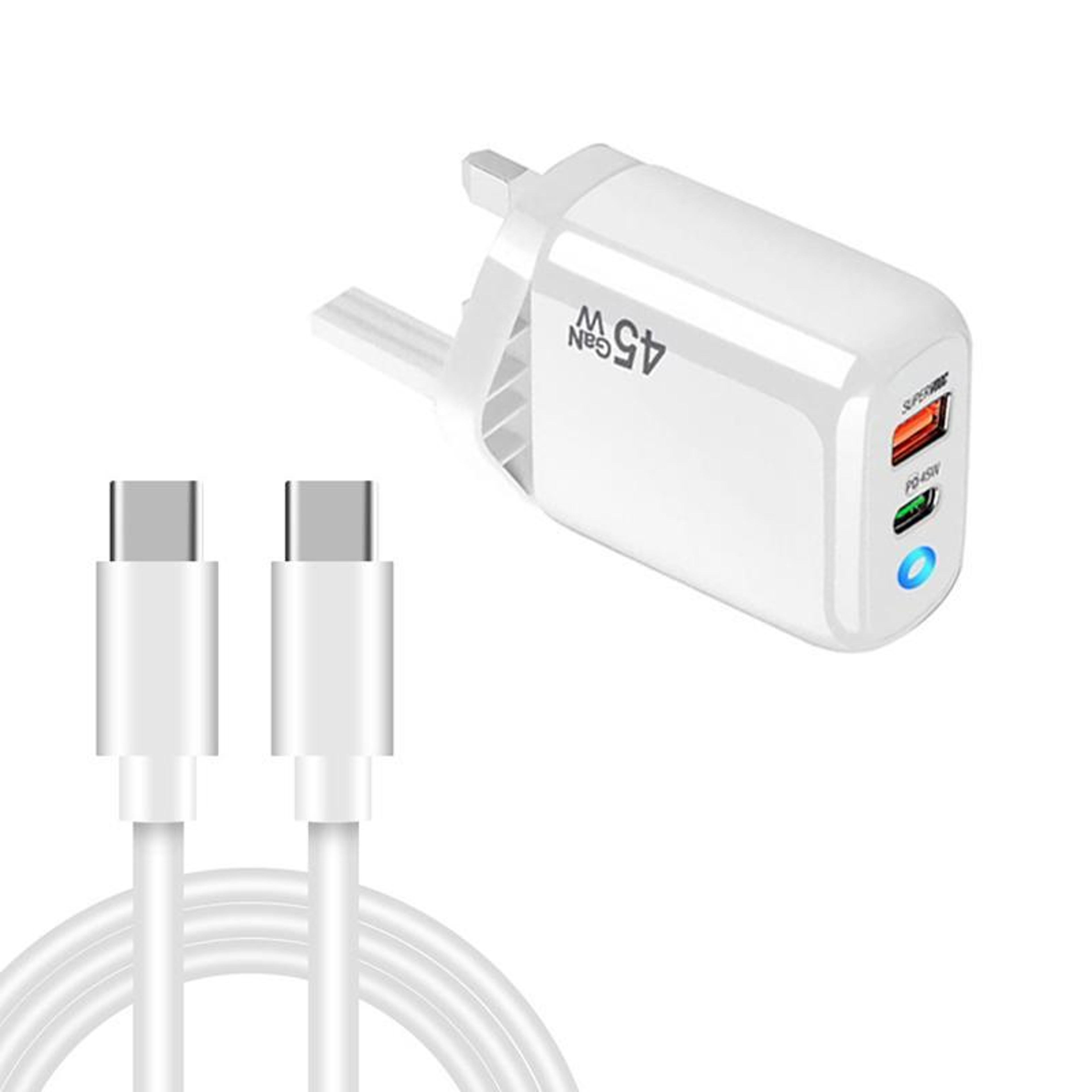 TE-PD45 45W GaN Charger Dual USB-C USB Fast Charger with PD3.0 Cable for Laptop Tablet and Phone – view 8