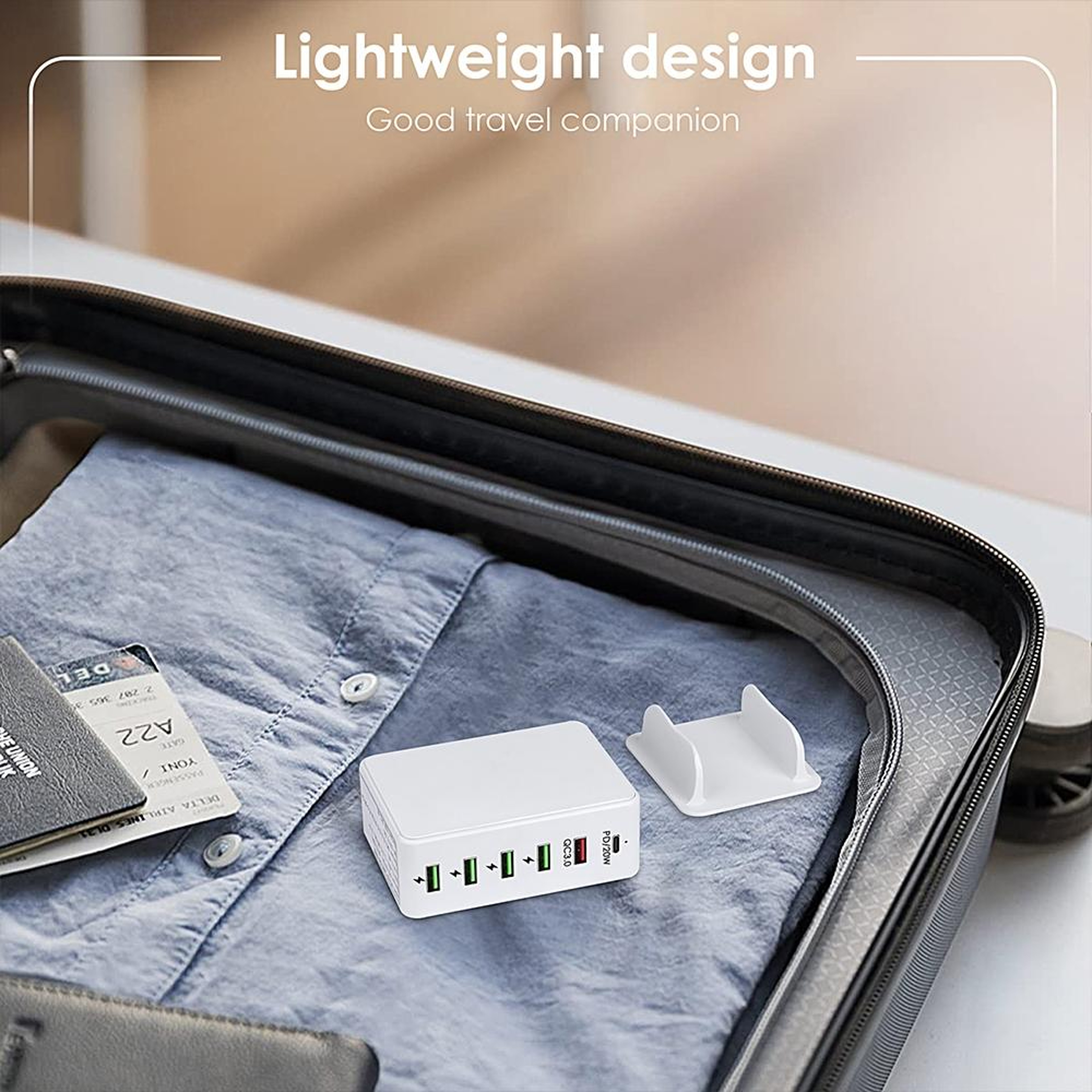 65W USB C Charger 6 Port Multi Port USB Charger With PD Fast Charging Travel Charging Station US Pl 6