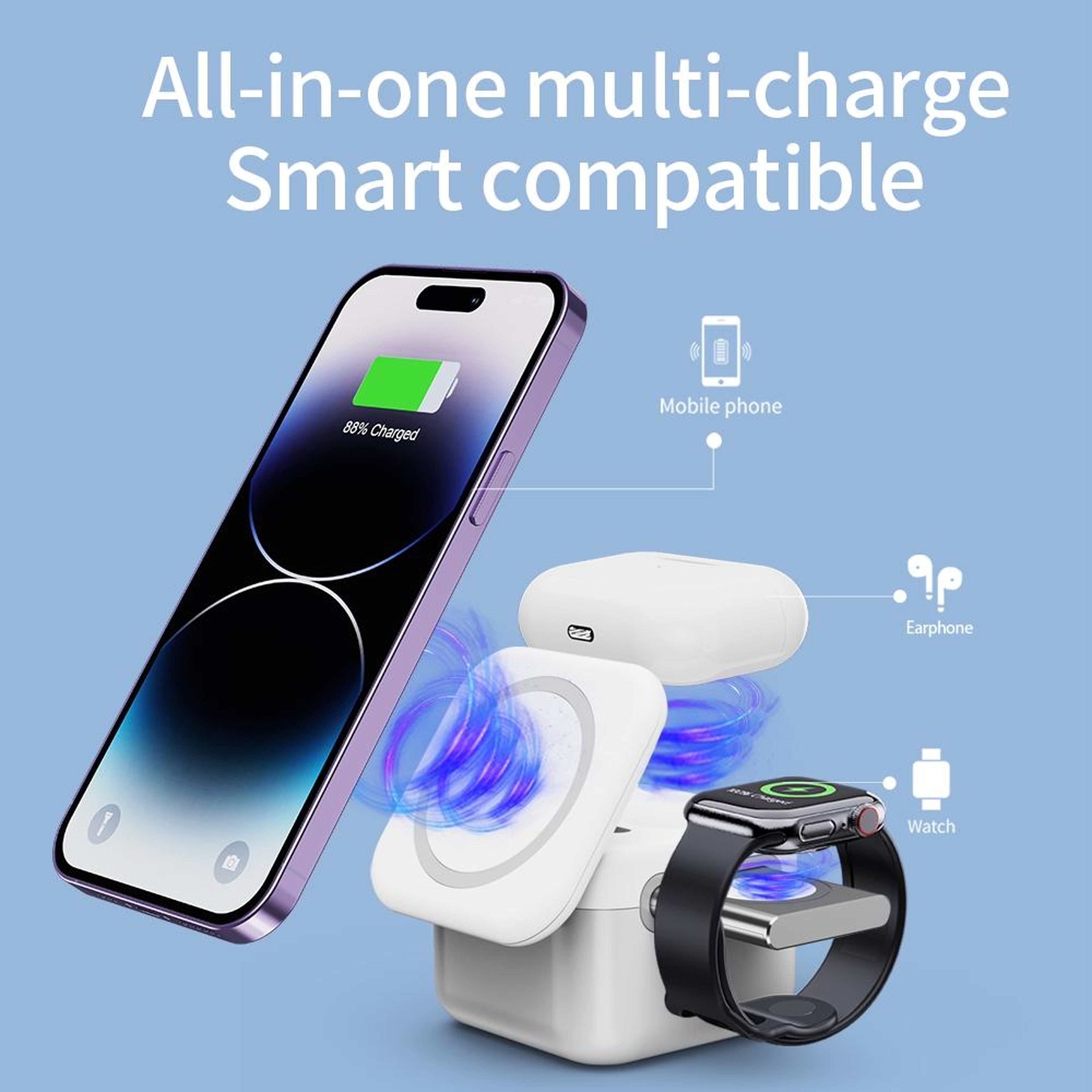 H31 3 In 1 Wireless Charger 15W Magnetic Wireless Charger Foldable MagSafe Charging Stand 5