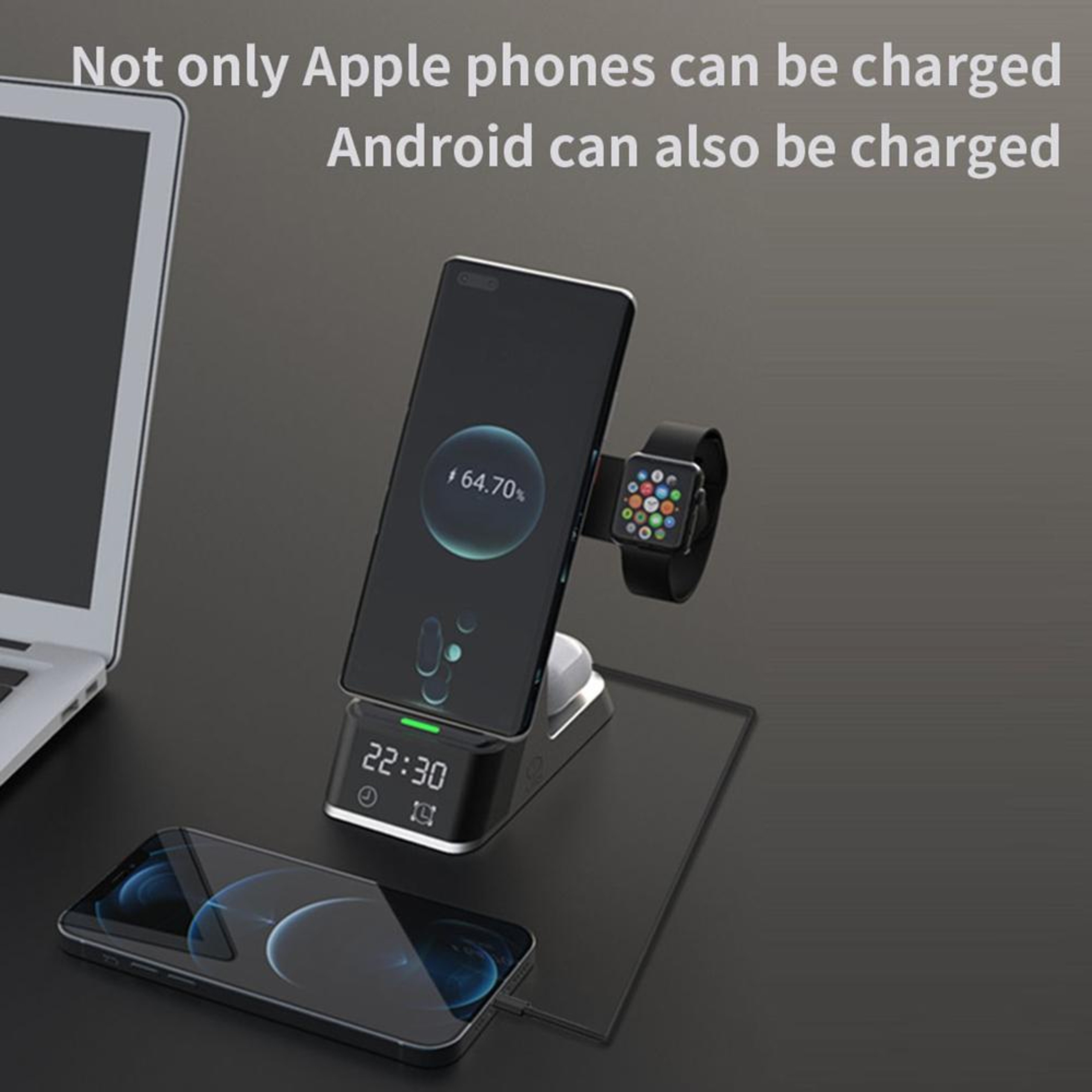 H35 6 In 1 MagSafe Wireless Charger 15W Magnetic Wireless Charging Station With Clock And Alarm 9