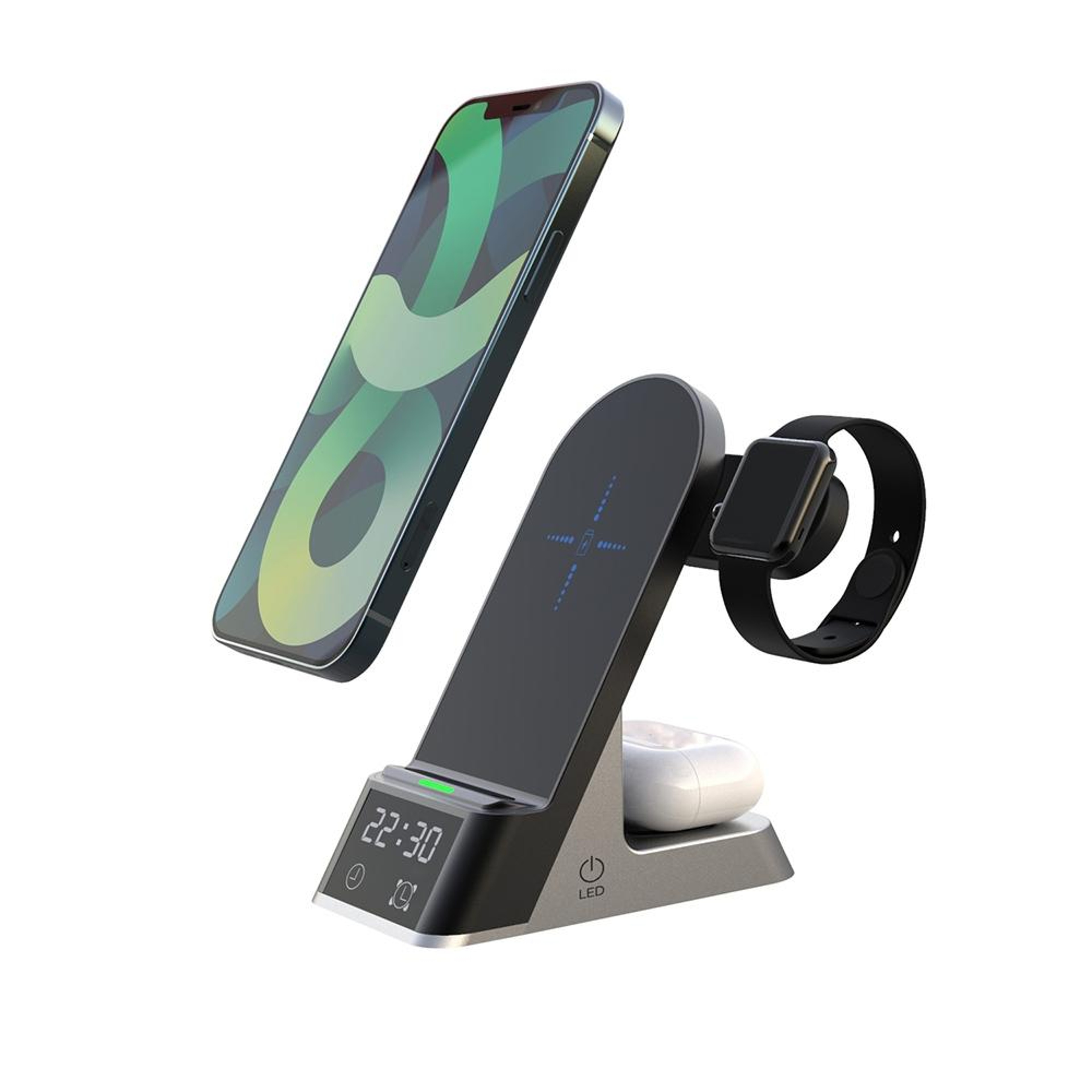 H35 6 In 1 MagSafe Wireless Charger 15W Magnetic Wireless Charging Station With Clock And Alarm 0